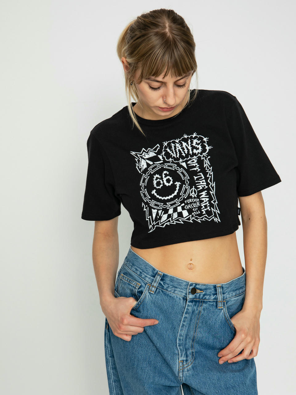 Vans Forever Checker Crew Crop II T-shirt Wmn (black)