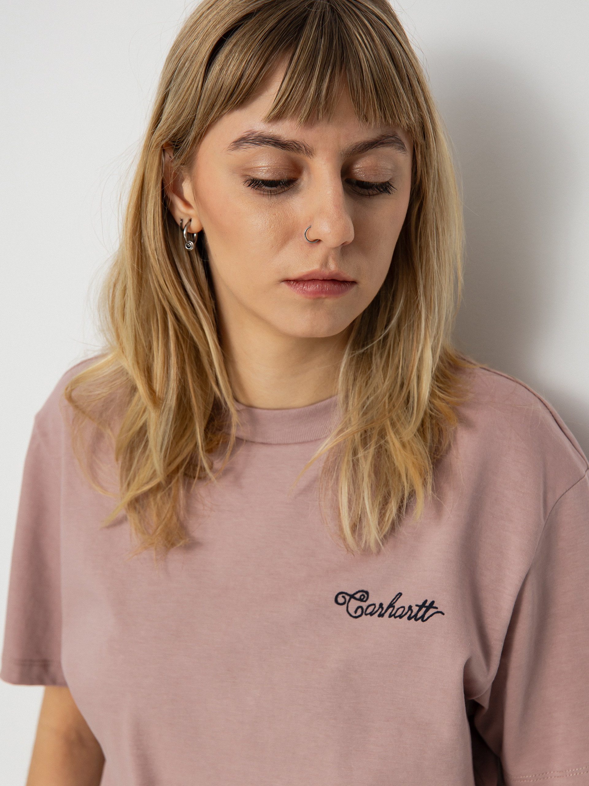 Carhartt WIP Stitch T-shirt Wmn (glassy pink/dark navy)