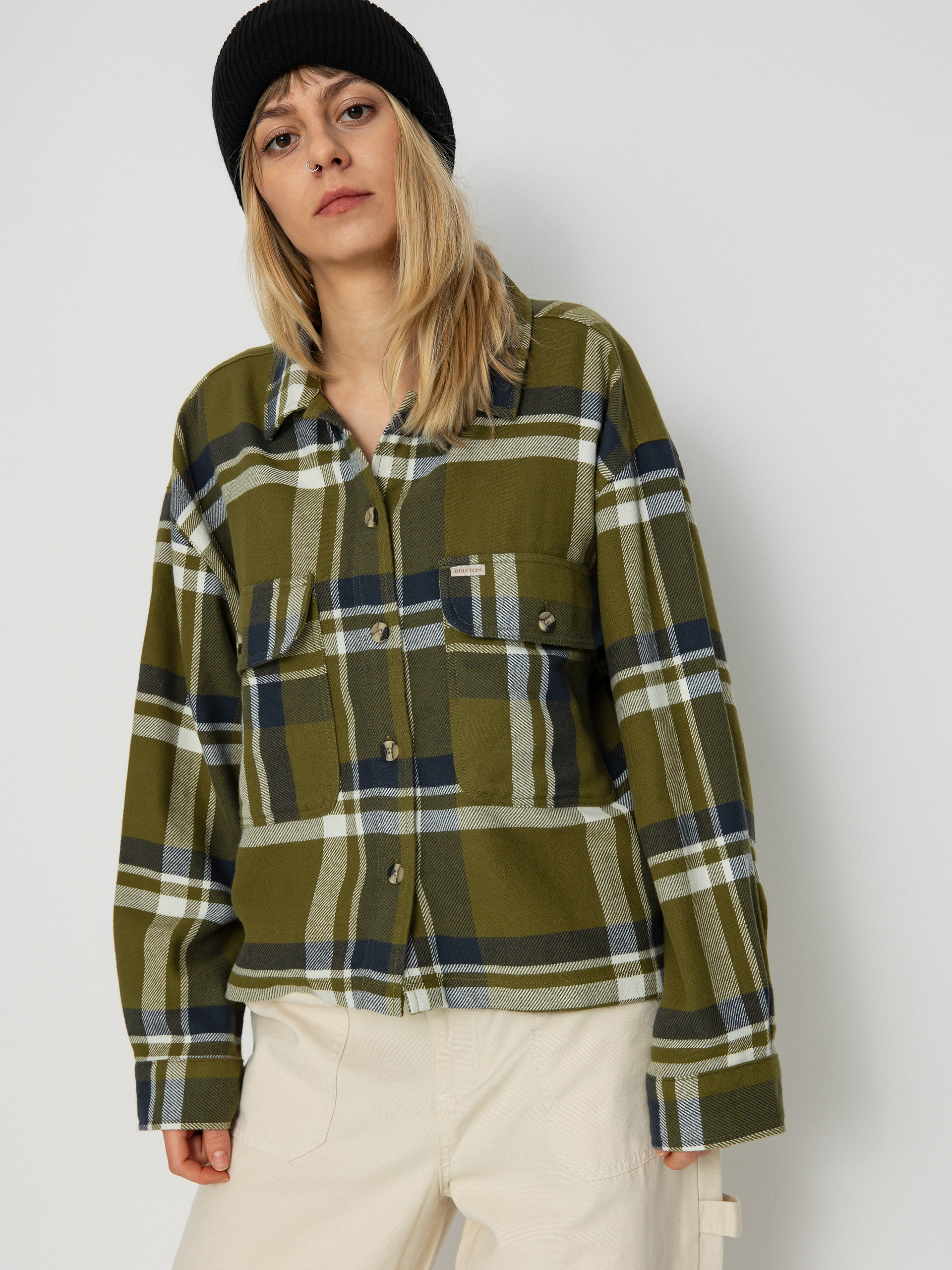 Brixton Bowery Flannel Ls Hemd Wmn (sea kelp/washed navy)