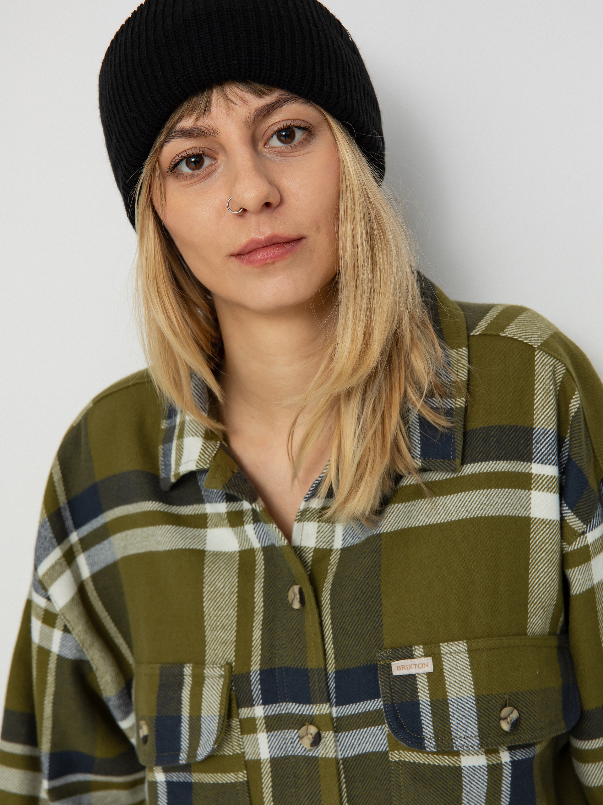 Brixton Bowery Flannel Ls Hemd Wmn (sea kelp/washed navy)
