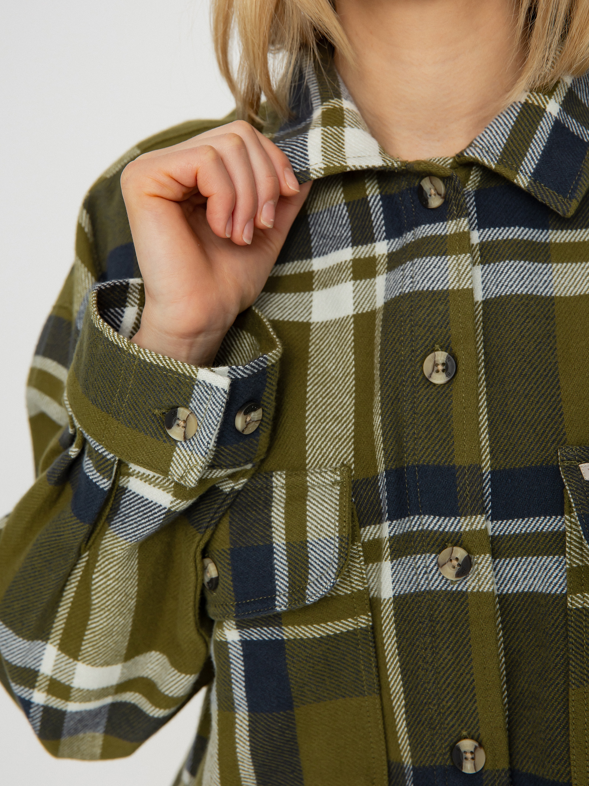 Brixton Bowery Flannel Ls Hemd Wmn (sea kelp/washed navy)