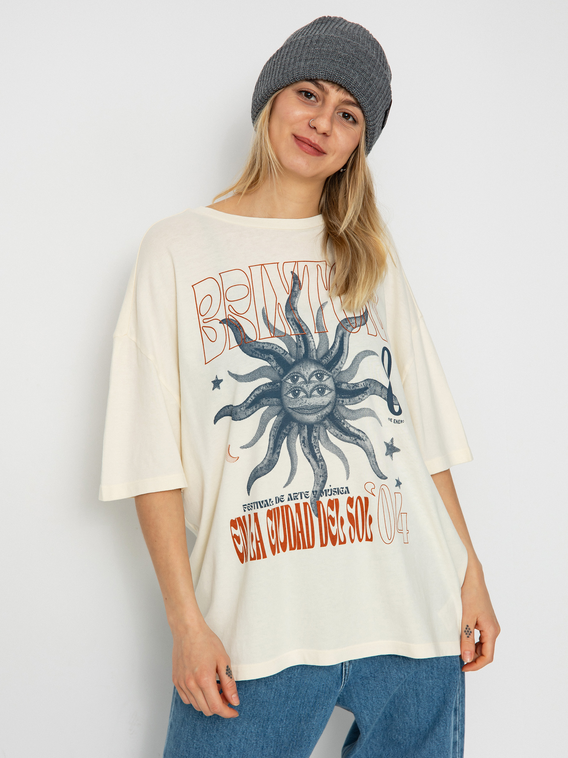 Brixton El Festival Oversized Bf T-Shirt Wmn (white smoke)