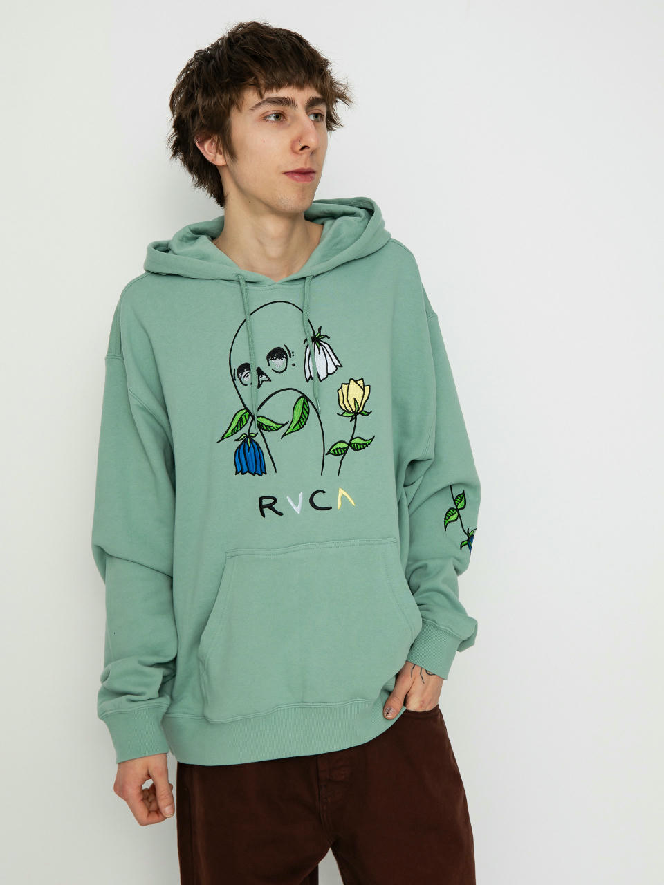 RVCA Hoodie Flower Skull HD (green haze)