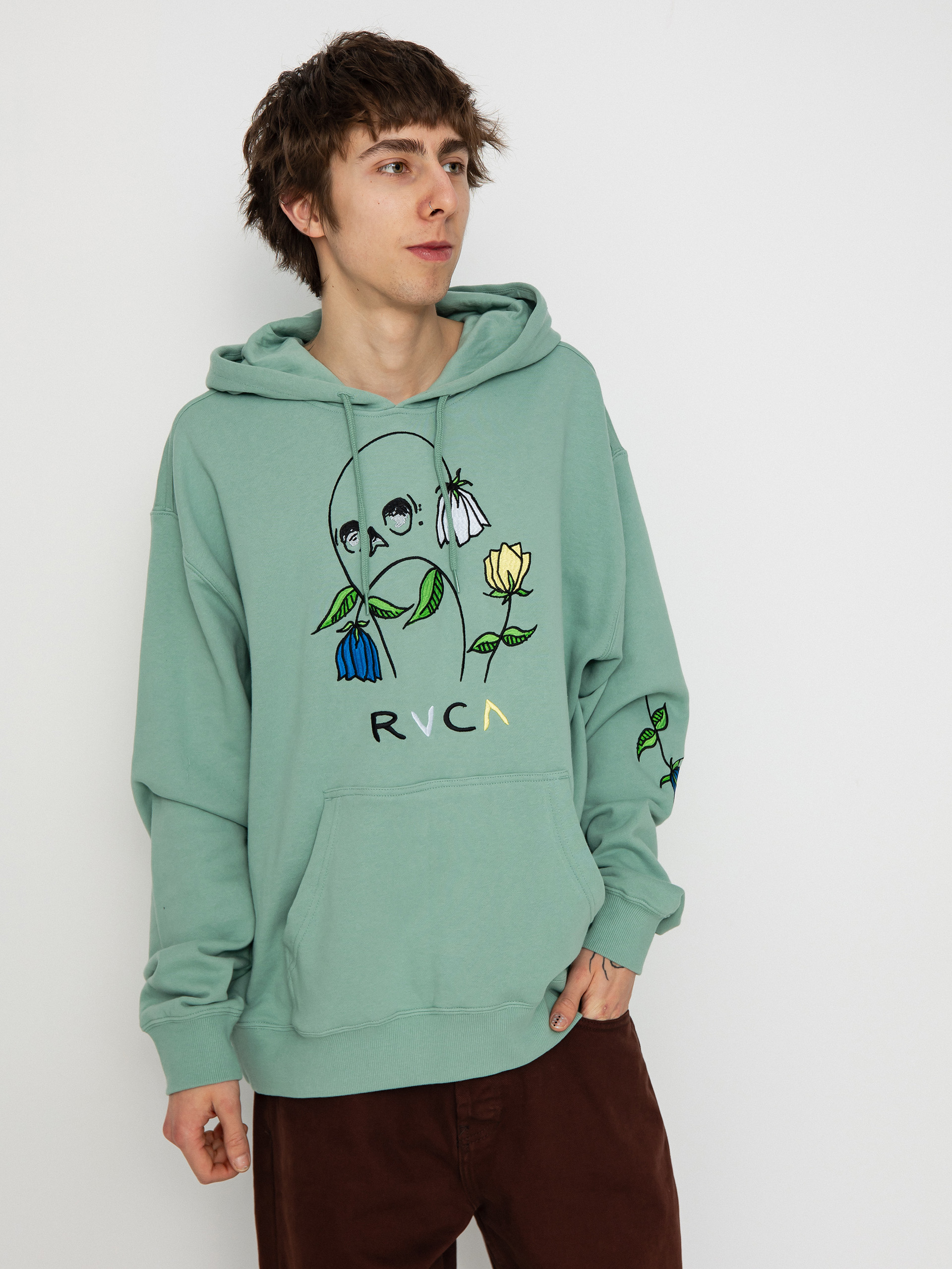 RVCA Hoodie Flower Skull HD (green haze)