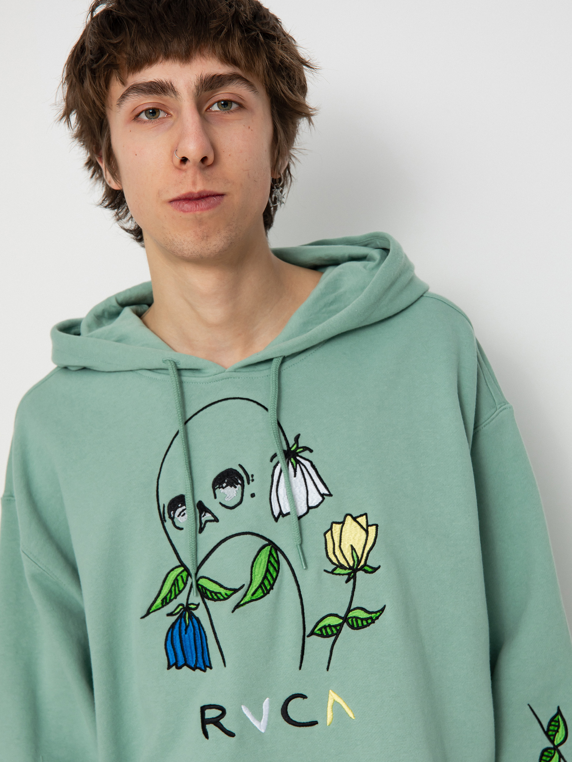 RVCA Hoodie Flower Skull HD (green haze)