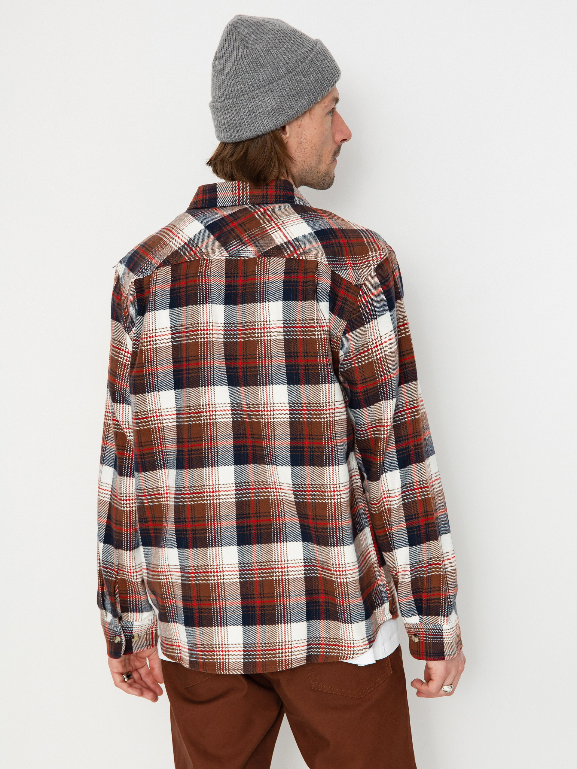 Brixton Bowery Flannel Ls Hemd (washed navy/sepia/off white)