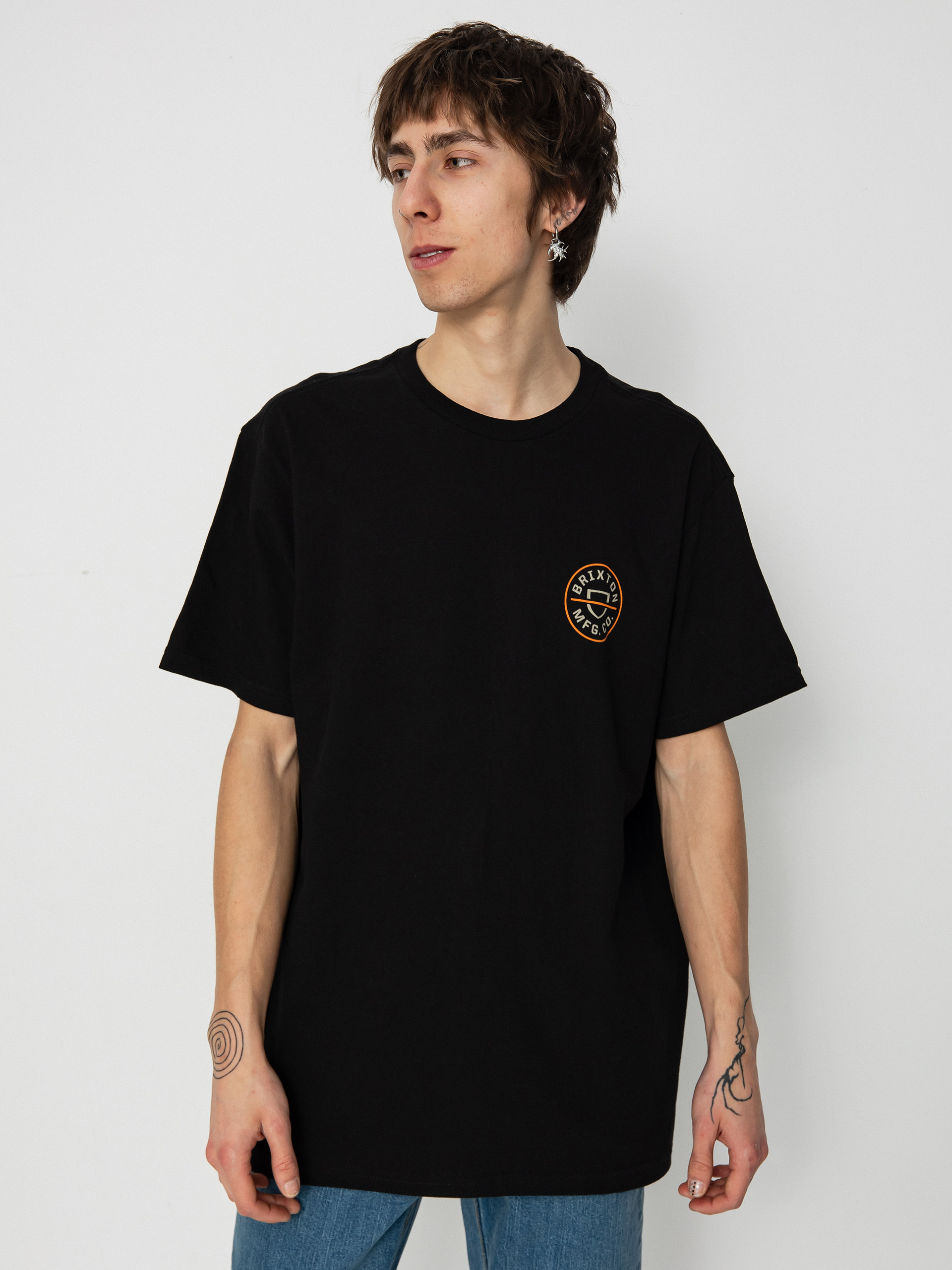 Brixton Crest II Stt T-Shirt (black/persimmon orange/sand)