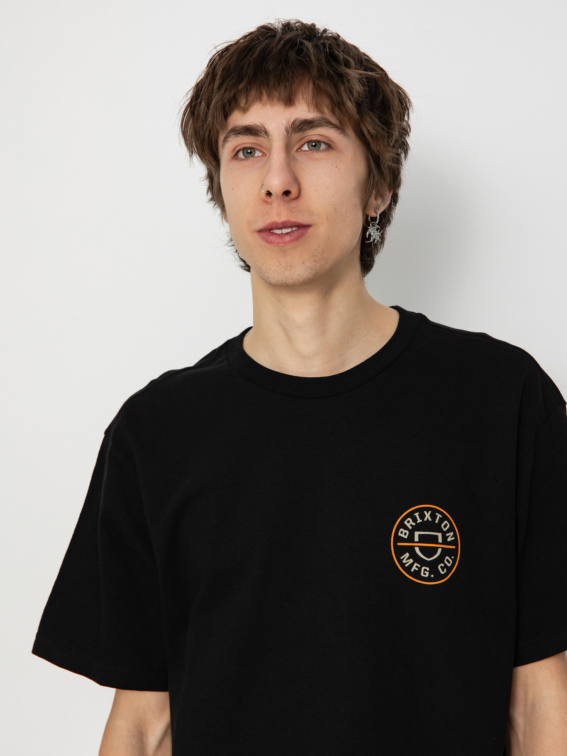 Brixton Crest II Stt T-Shirt (black/persimmon orange/sand)