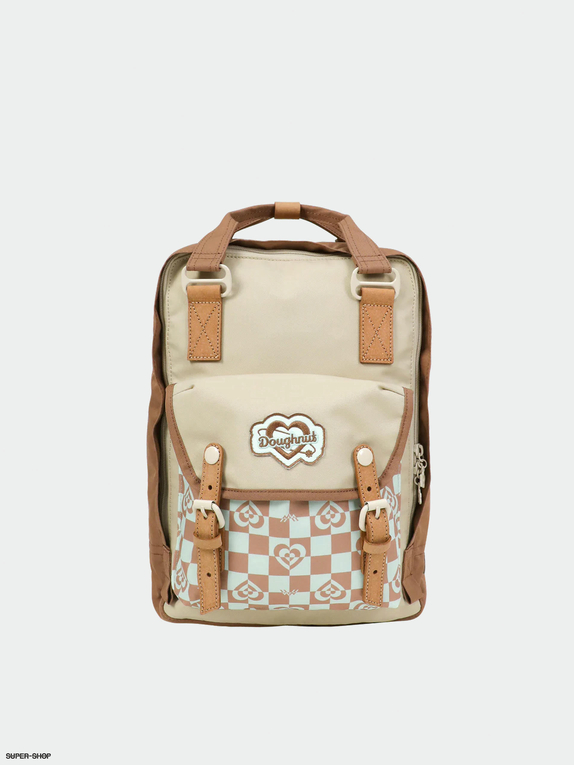 Doughnut Backpack Macaroon Kaleido Series brown mushroom checked