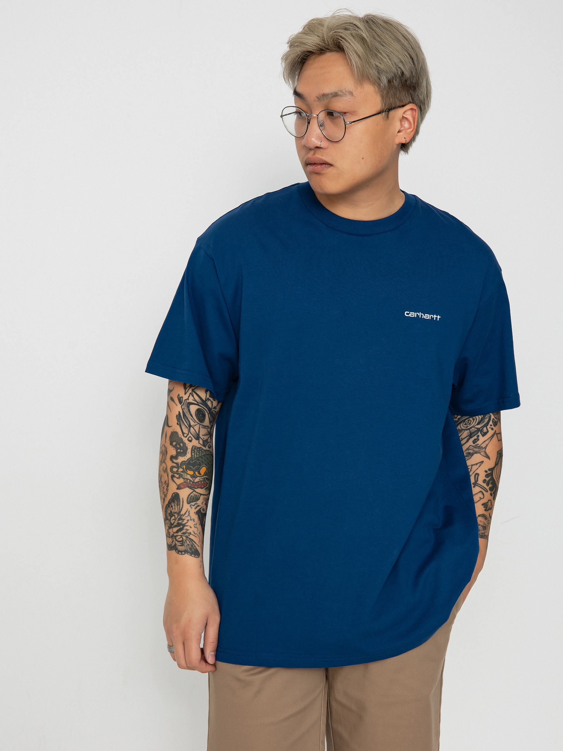 Carhartt WIP Script Embroidery T-Shirt navy blue (elder/white)