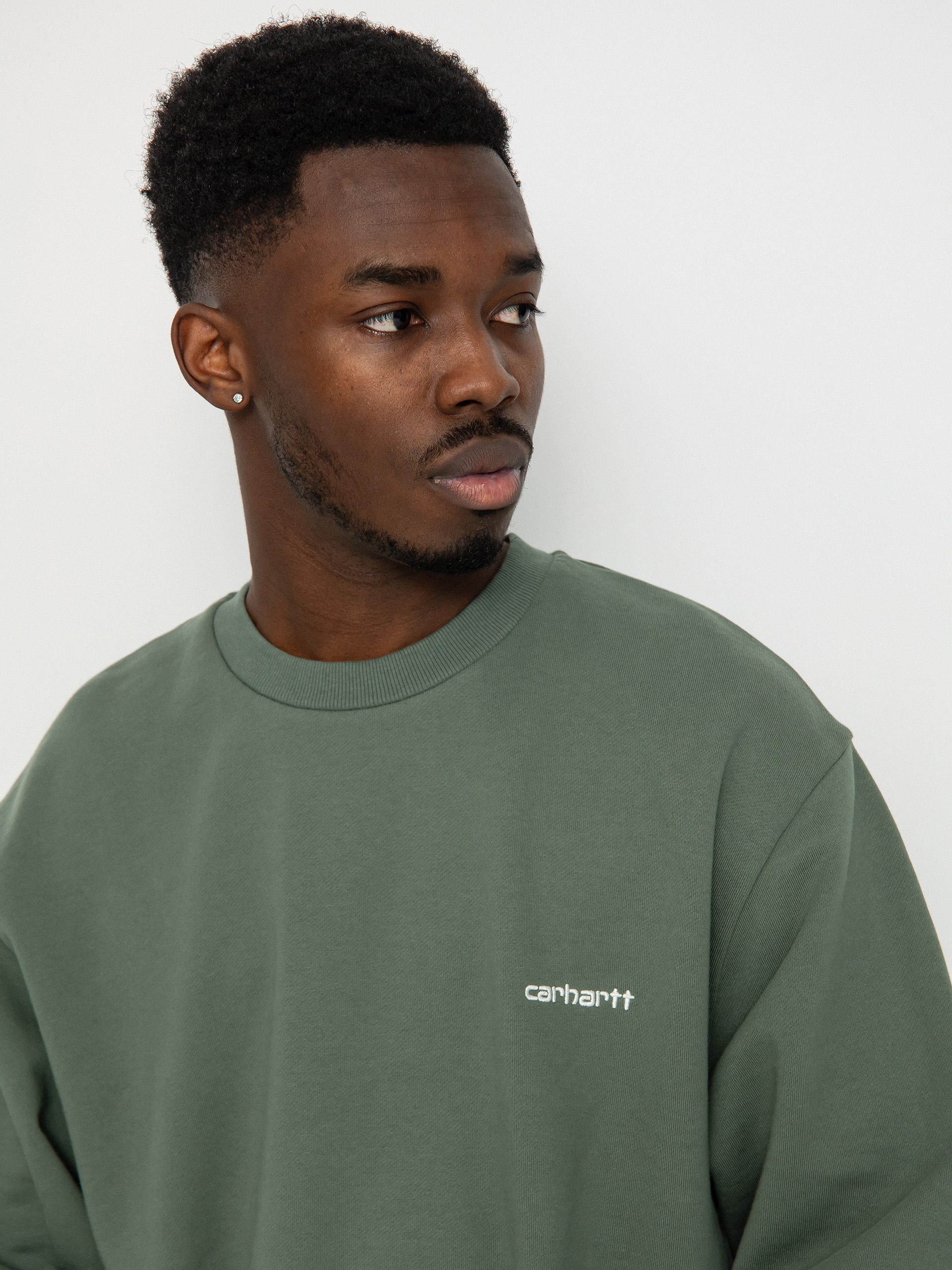 Carhartt WIP Script Embroidery Sweatshirt green park white