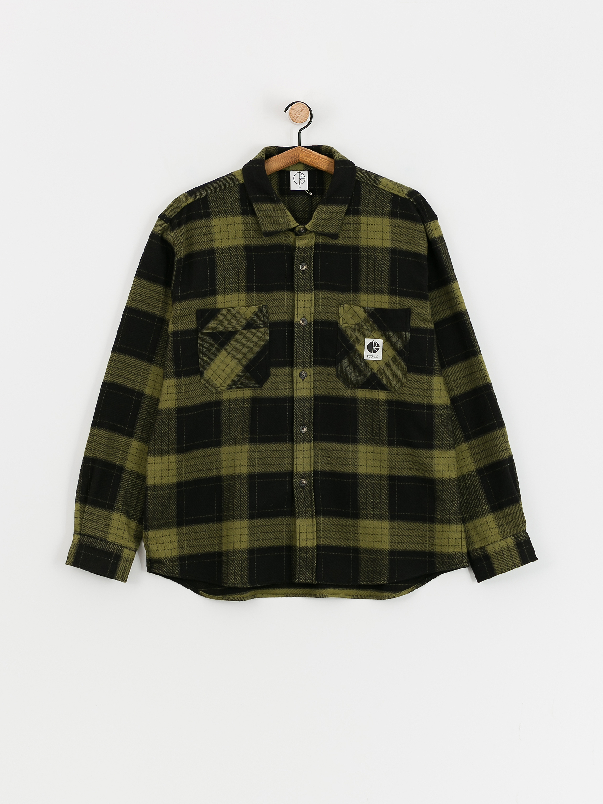Polar Skate Shirt Mike Flannel (black/army green)