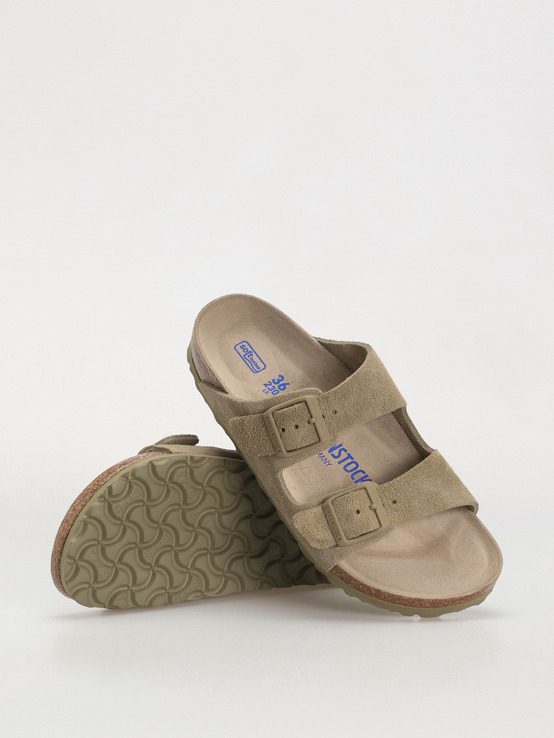 Birkenstock Flip Flops Arizona Suede Leather Narrow Wmn (faded khaki)