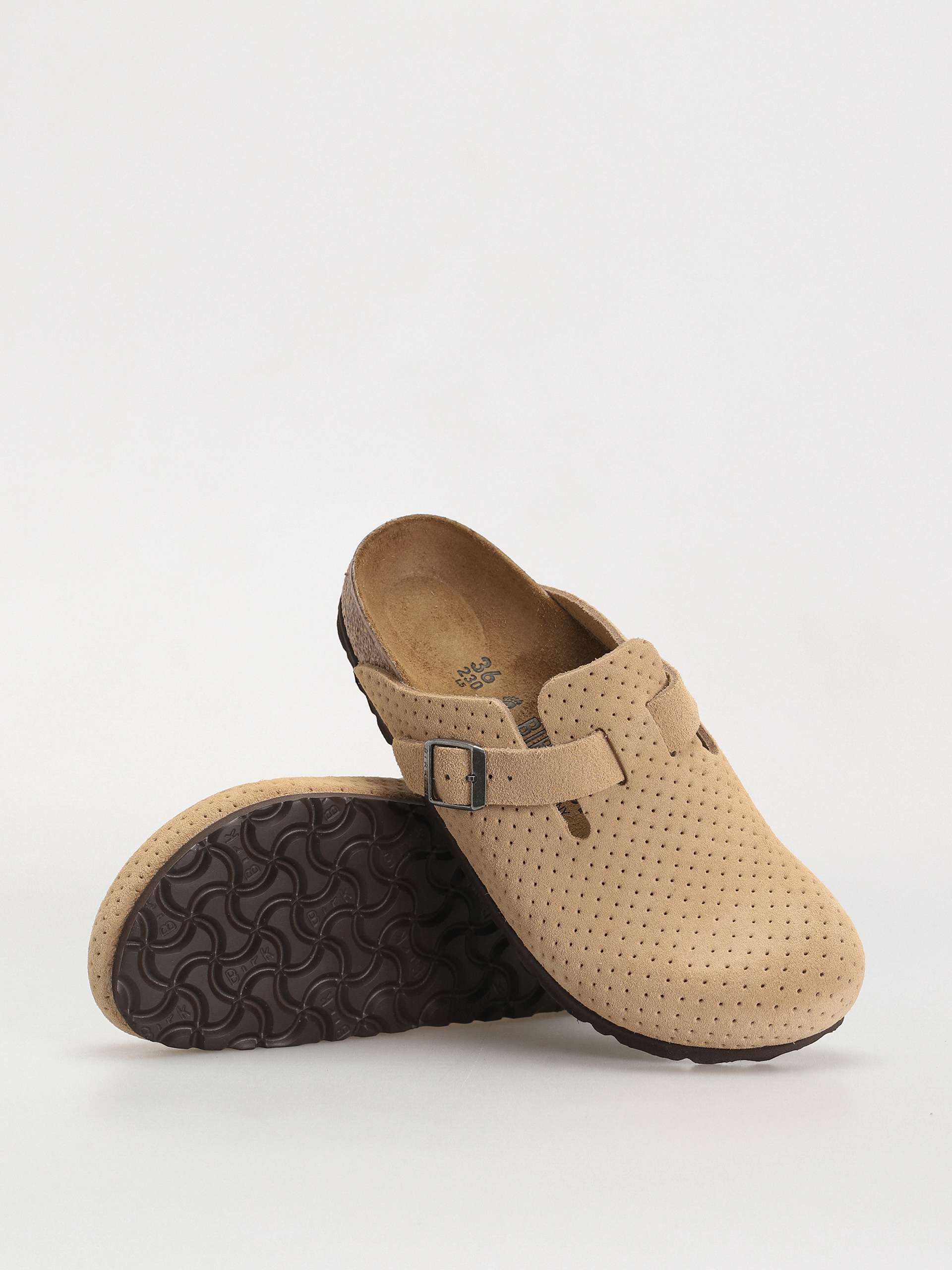 Birkenstock Flip-flops Boston Suede Embossed Narrow Wmn (emboss dots new beige)