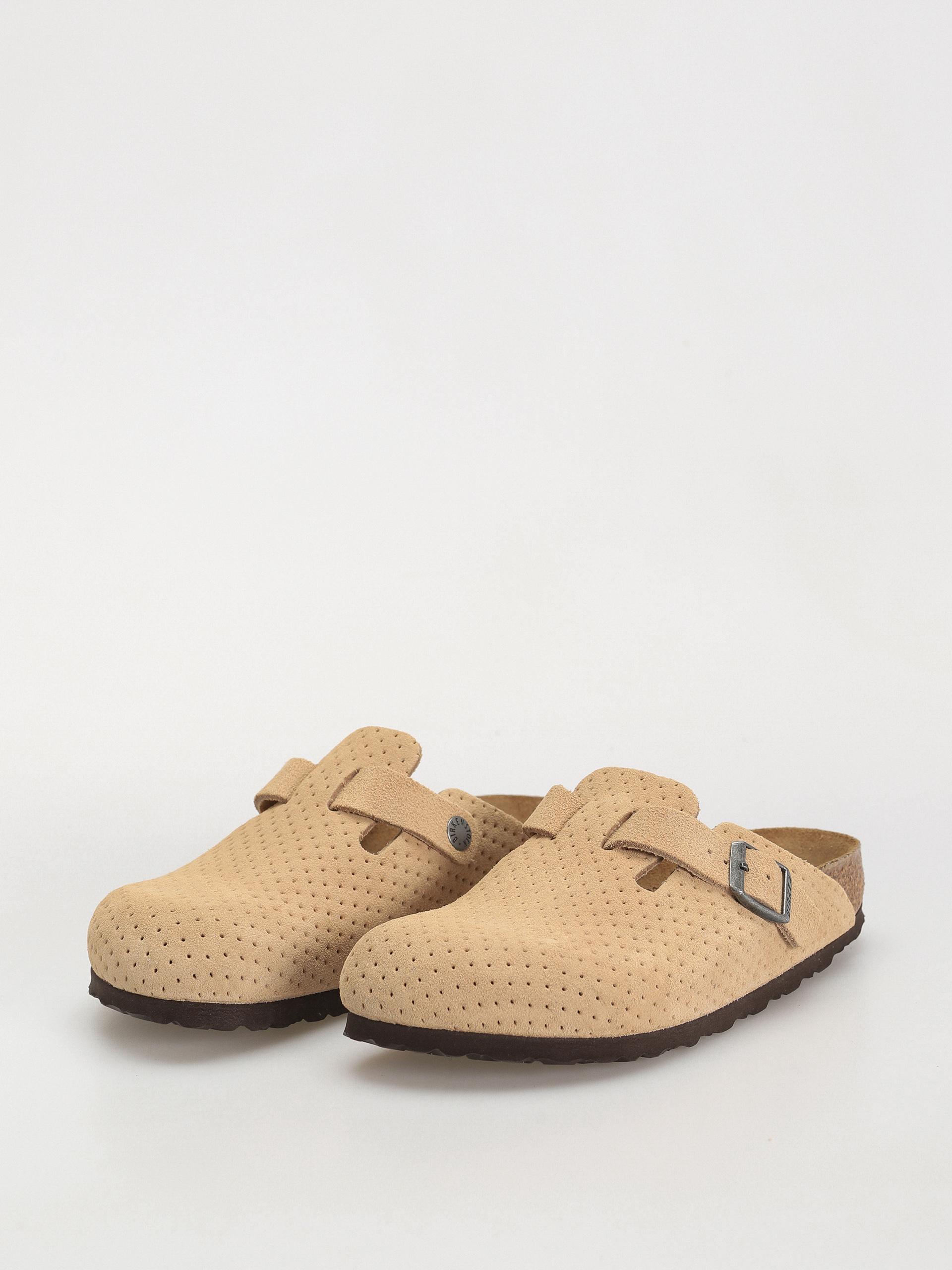 Birkenstock Flip-flops Boston Suede Embossed Narrow Wmn (emboss dots new beige)