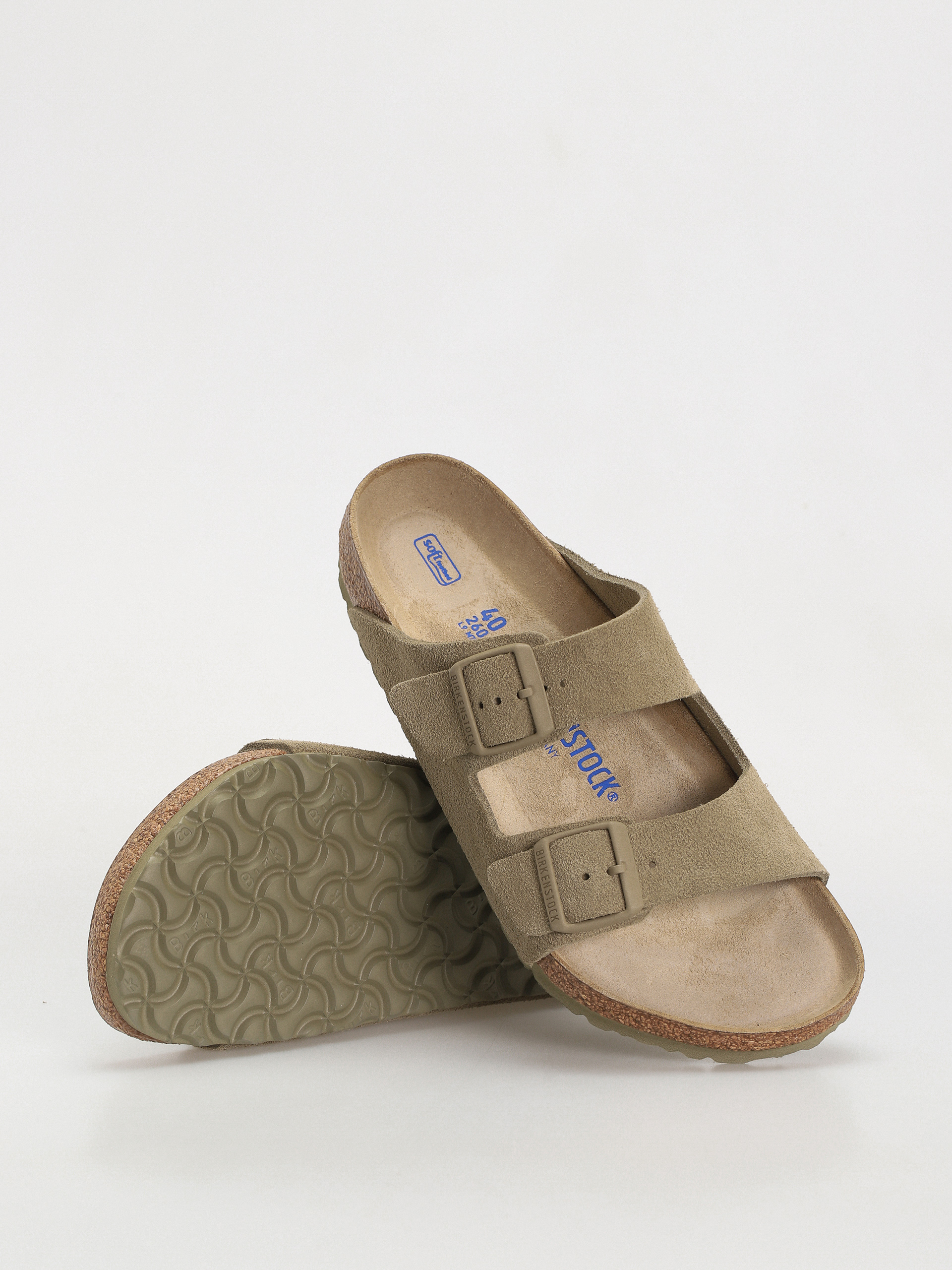 Birkenstock Flip-flops Arizona Suede Leather Regular (faded khaki)