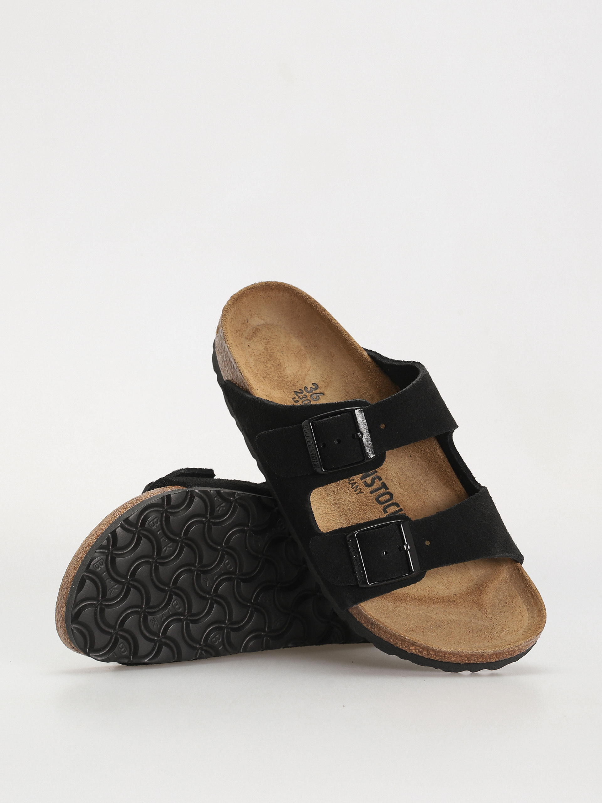 Birkenstock Flip Flops Arizona Suede Leather Narrow Wmn (black)