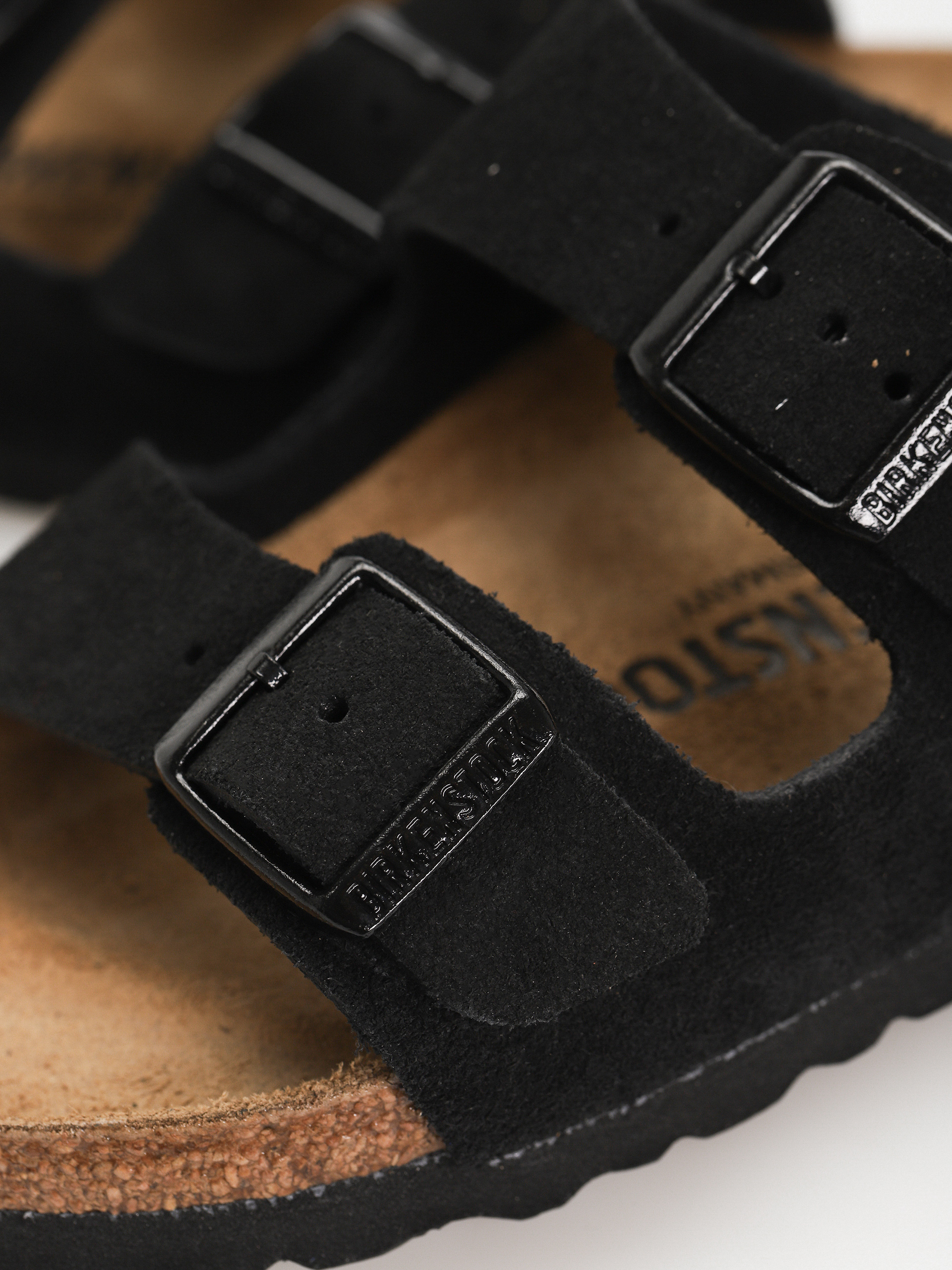 Birkenstock Flip Flops Arizona Suede Leather Narrow Wmn (black)