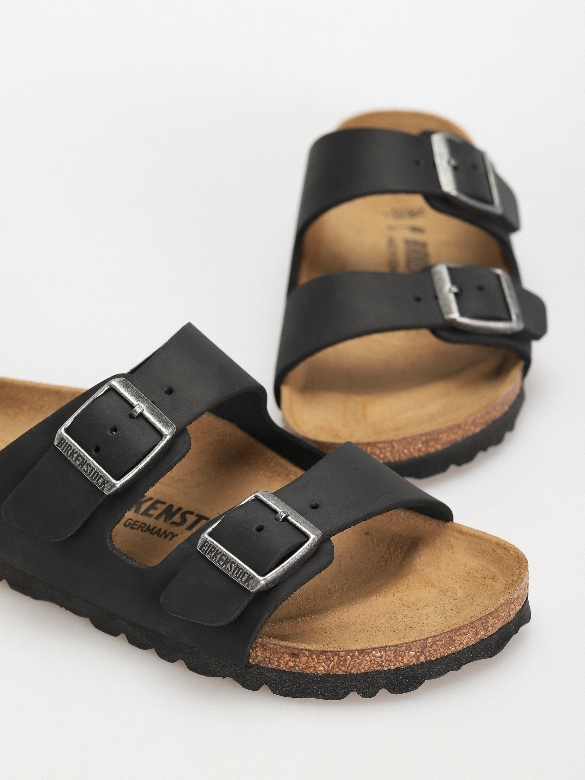 Birkenstock Flip Flops Arizona Oiled Leather Narrow Wmn (black)