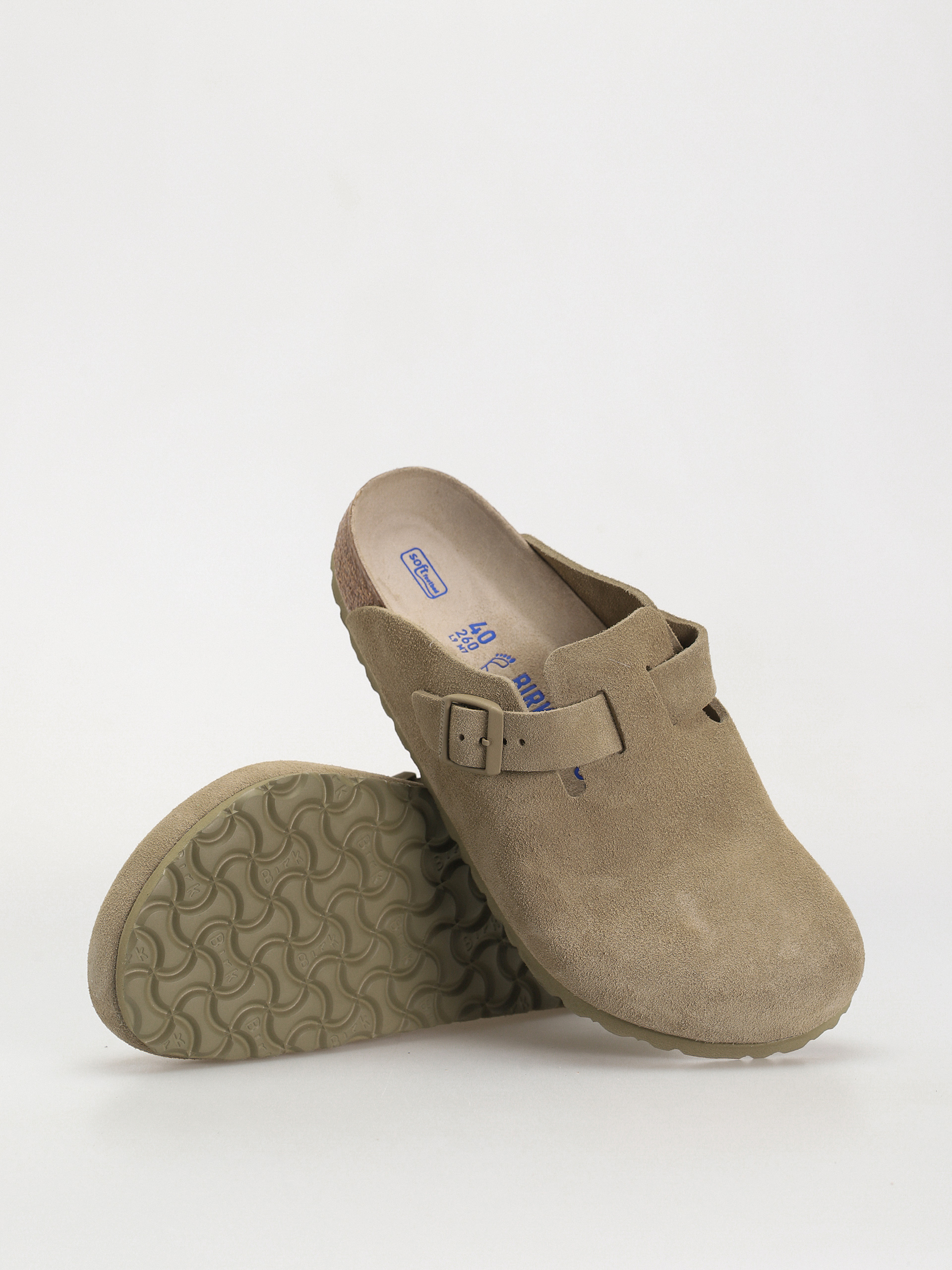 Birkenstock Flip-flops Boston Suede Leather Regular - grey (faded 