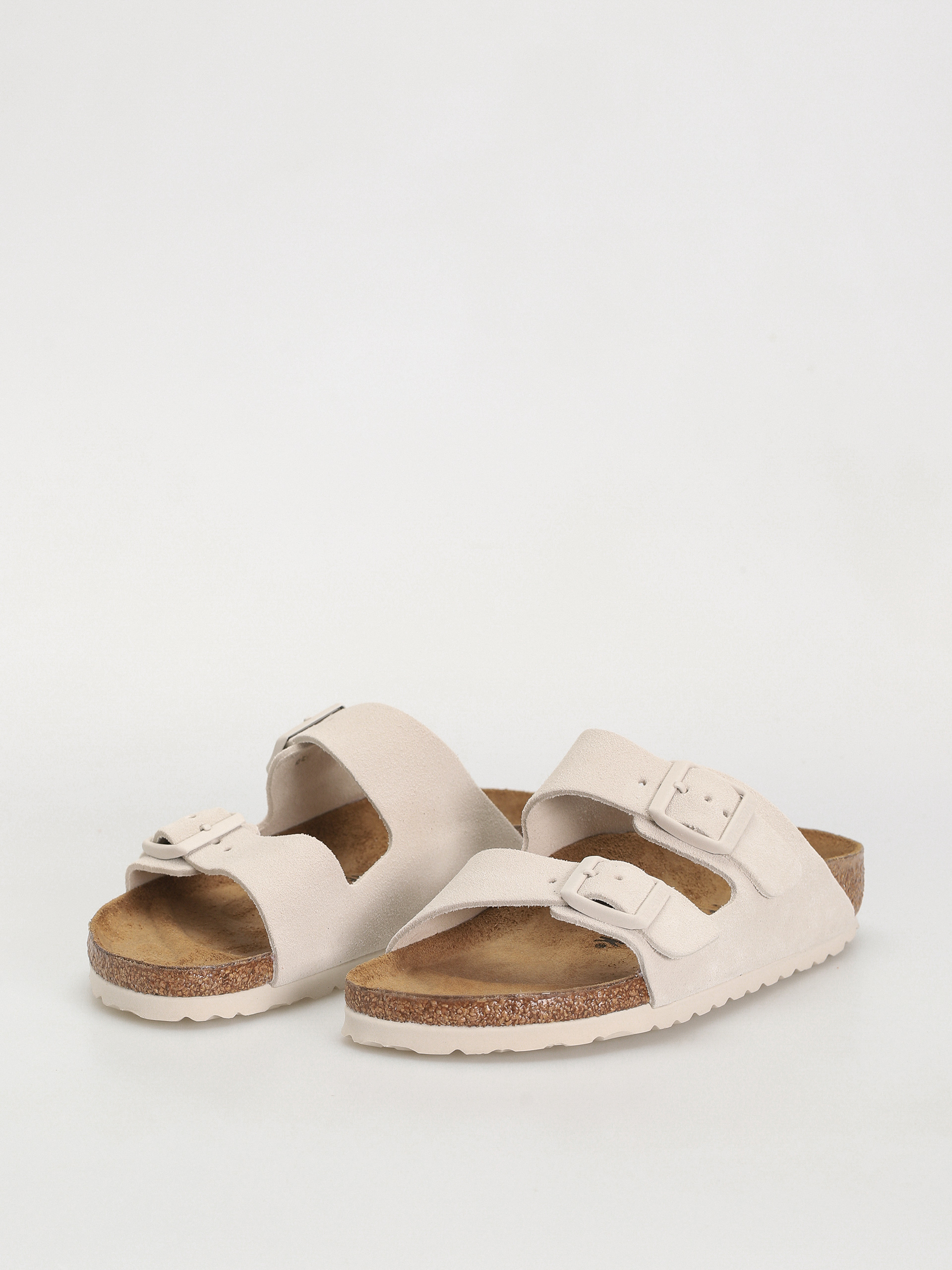 Birkenstock Arizona Suede Leather Narrow Wmn Flip Flops (antique white)