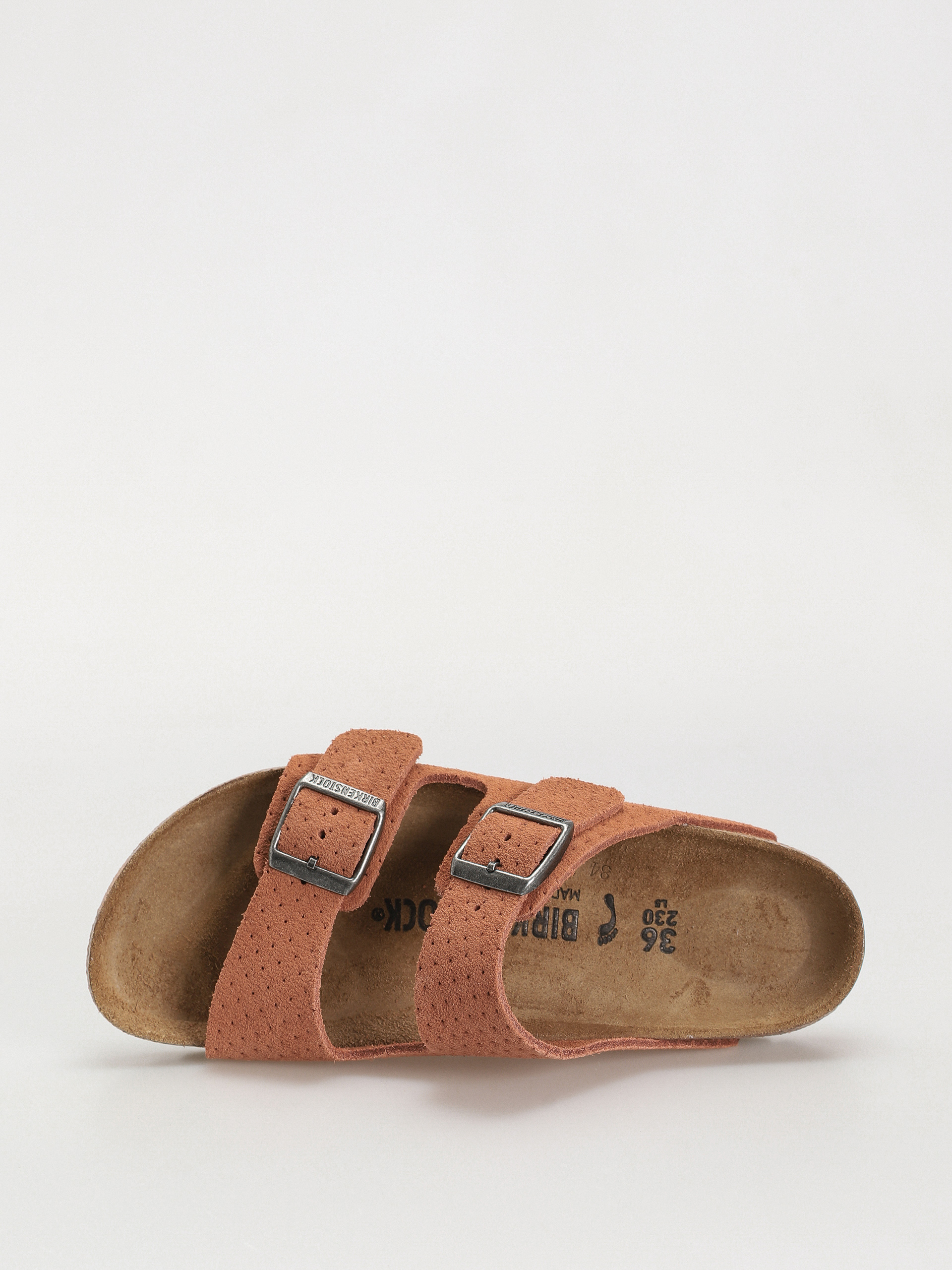 Birkenstock Arizona Suede Embossed Narrow Wmn Flip-flops (emboss dots burnt orange)