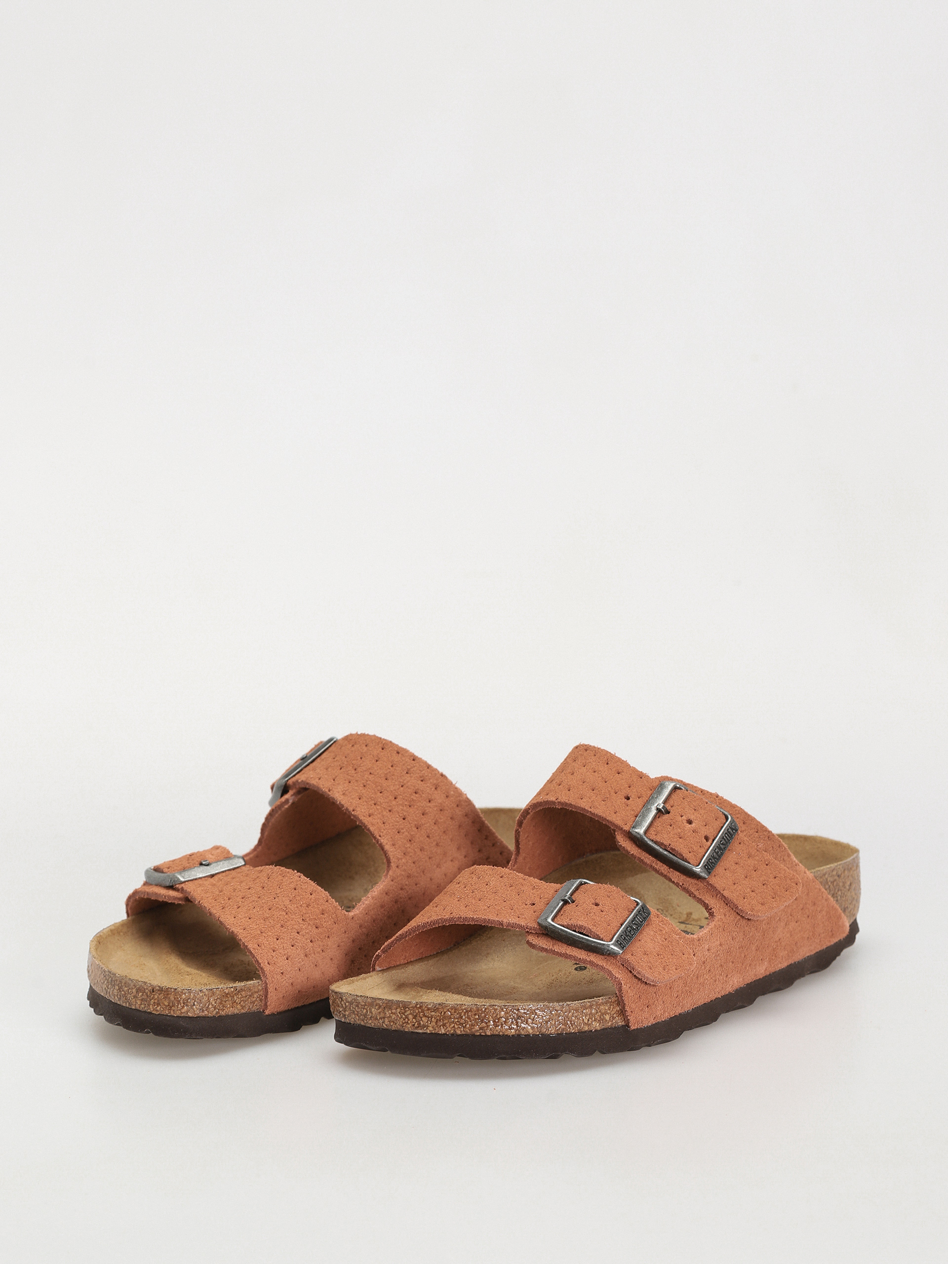 Birkenstock Arizona Suede Embossed Narrow Wmn Flip-flops (emboss dots burnt orange)