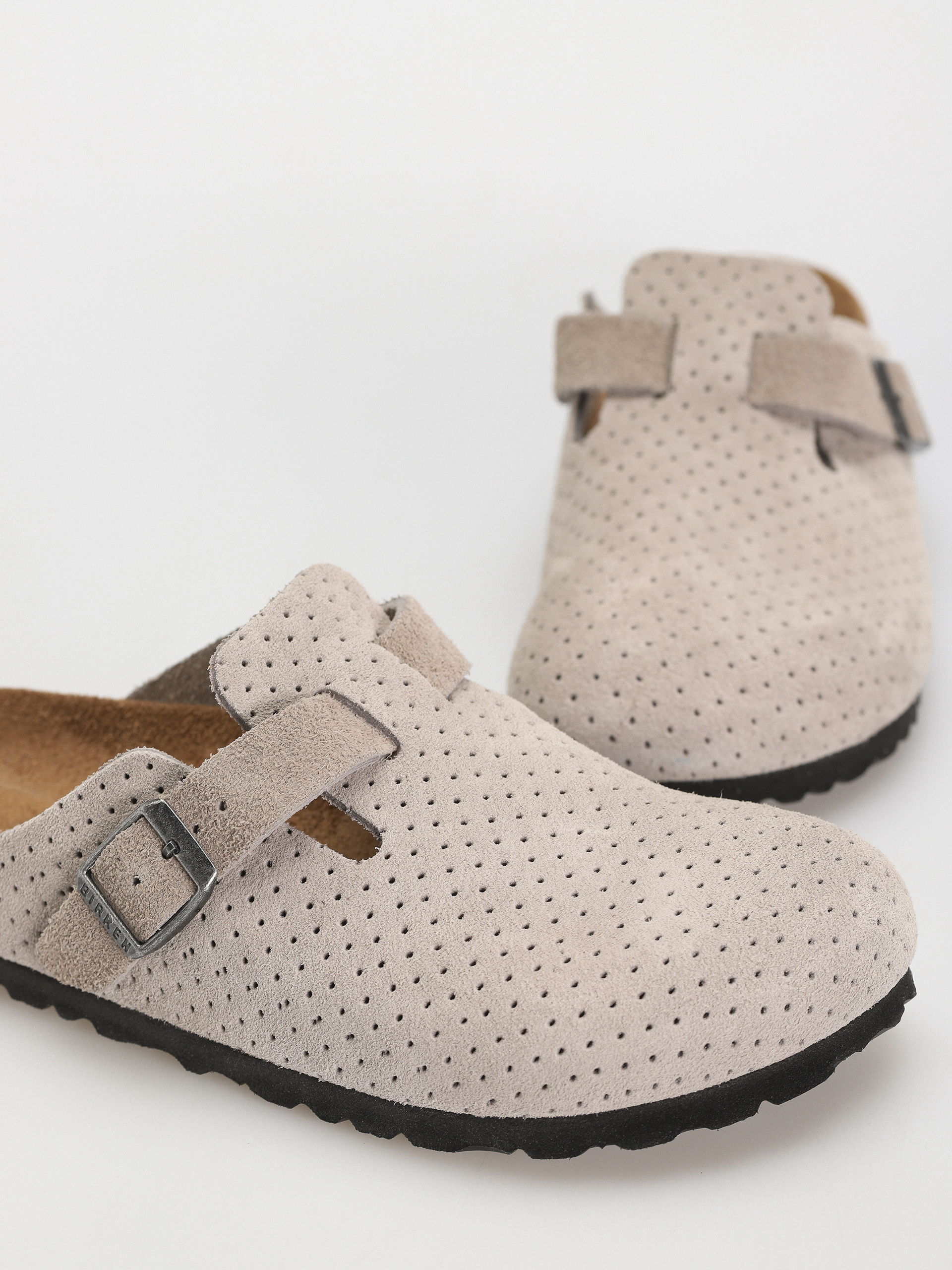 Birkenstock Boston Suede Embossed Narrow Wmn Flip-flops - grey