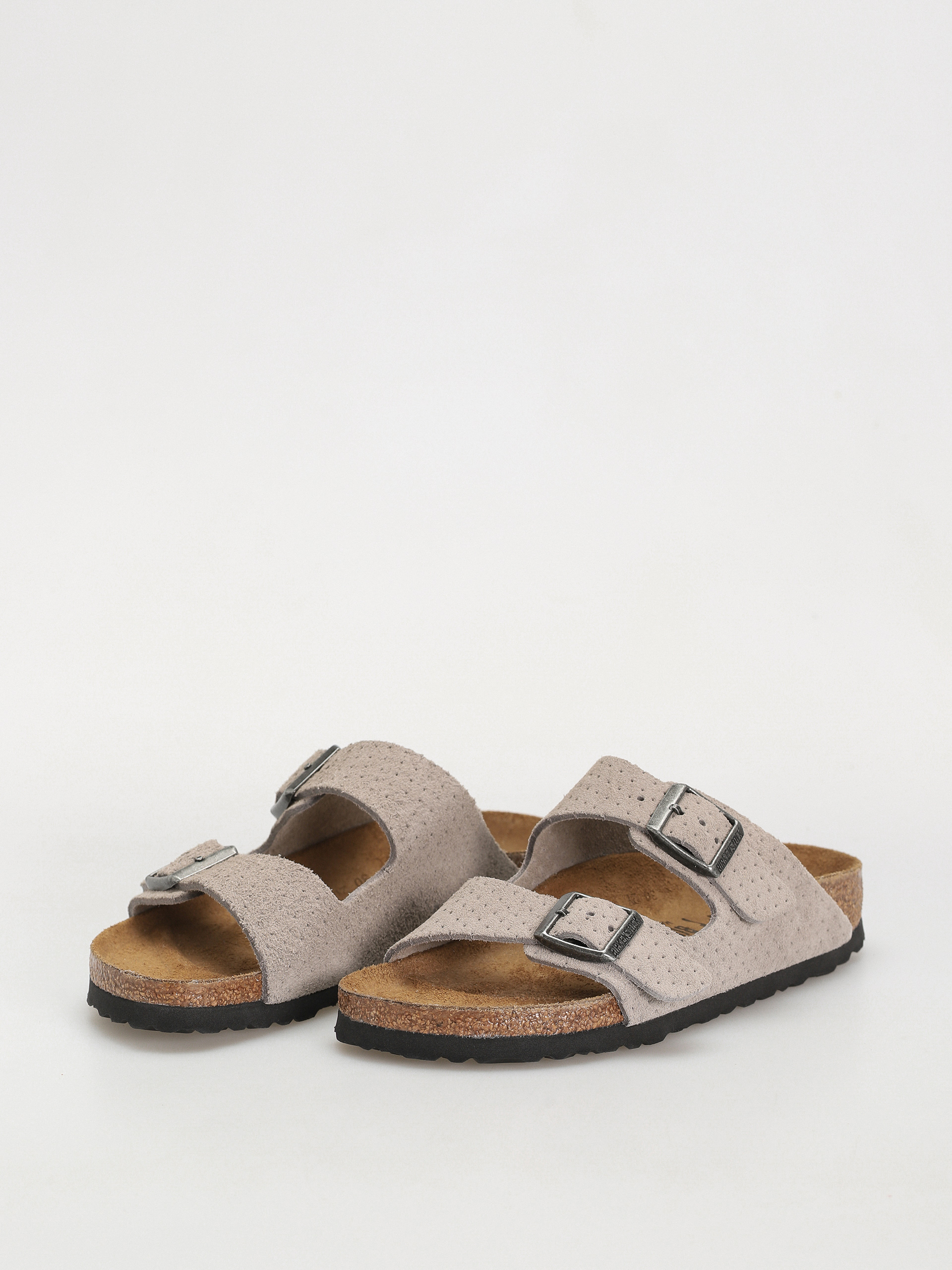 Birkenstock Arizona Suede Embossed Narrow Wmn Flip-flops (emboss dots stone coin)