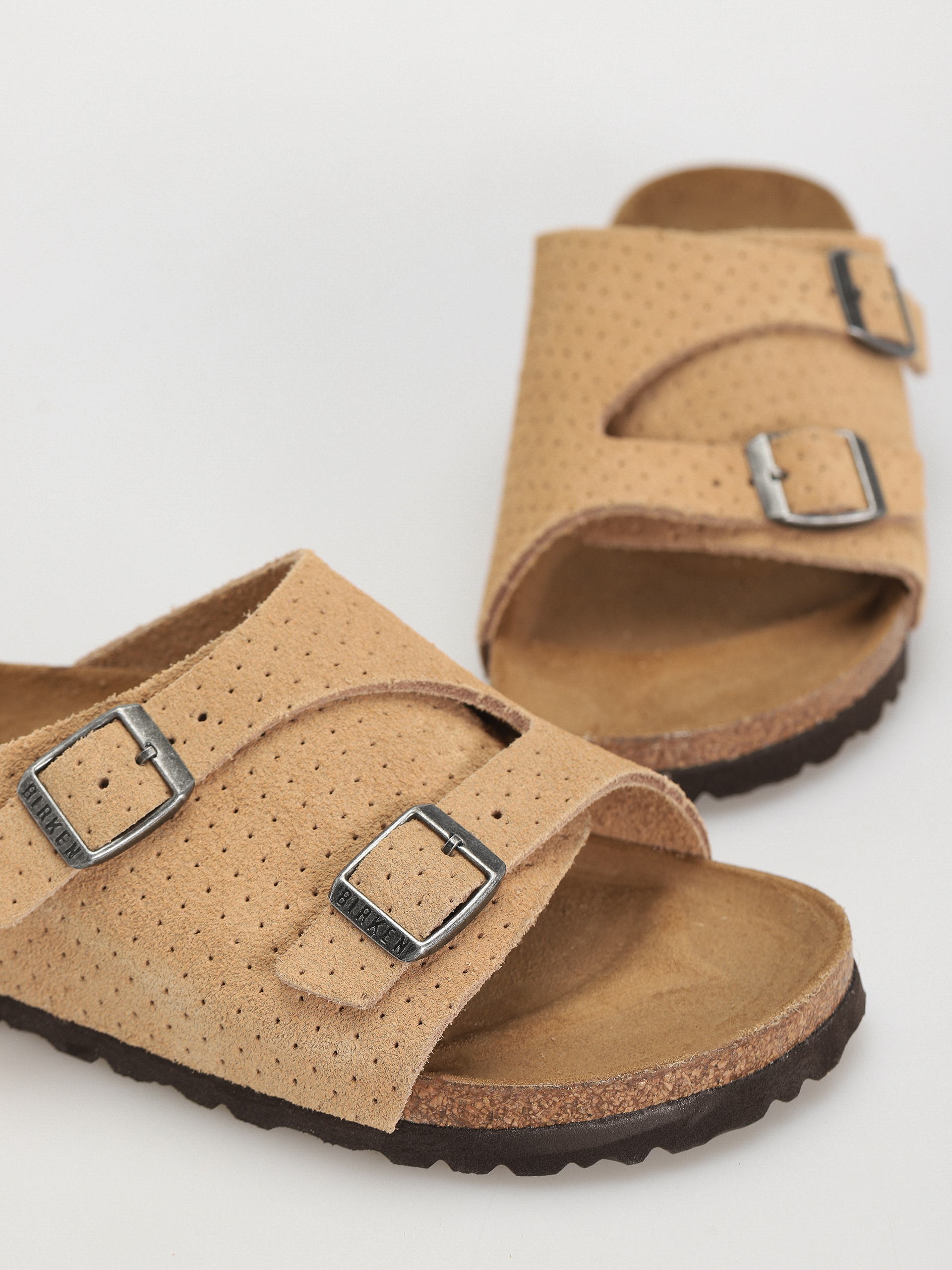 Birkenstock Zurich Suede Embossed Narrow Wmn Flip-flops - beige