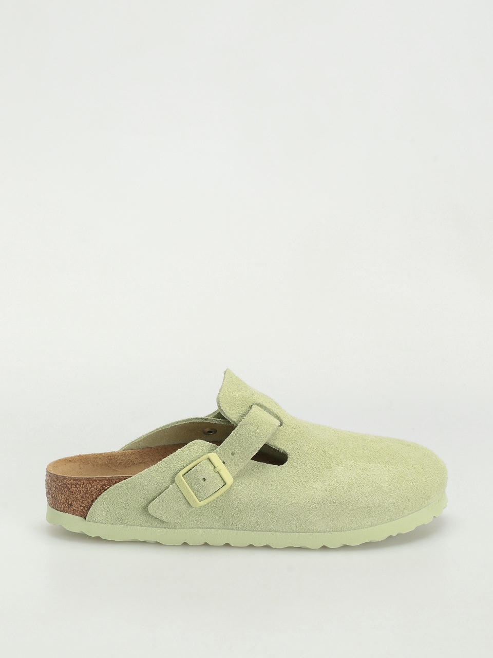 Birkenstock Boston Suede Leather Narrow Wmn Flip Flops (faded lime)