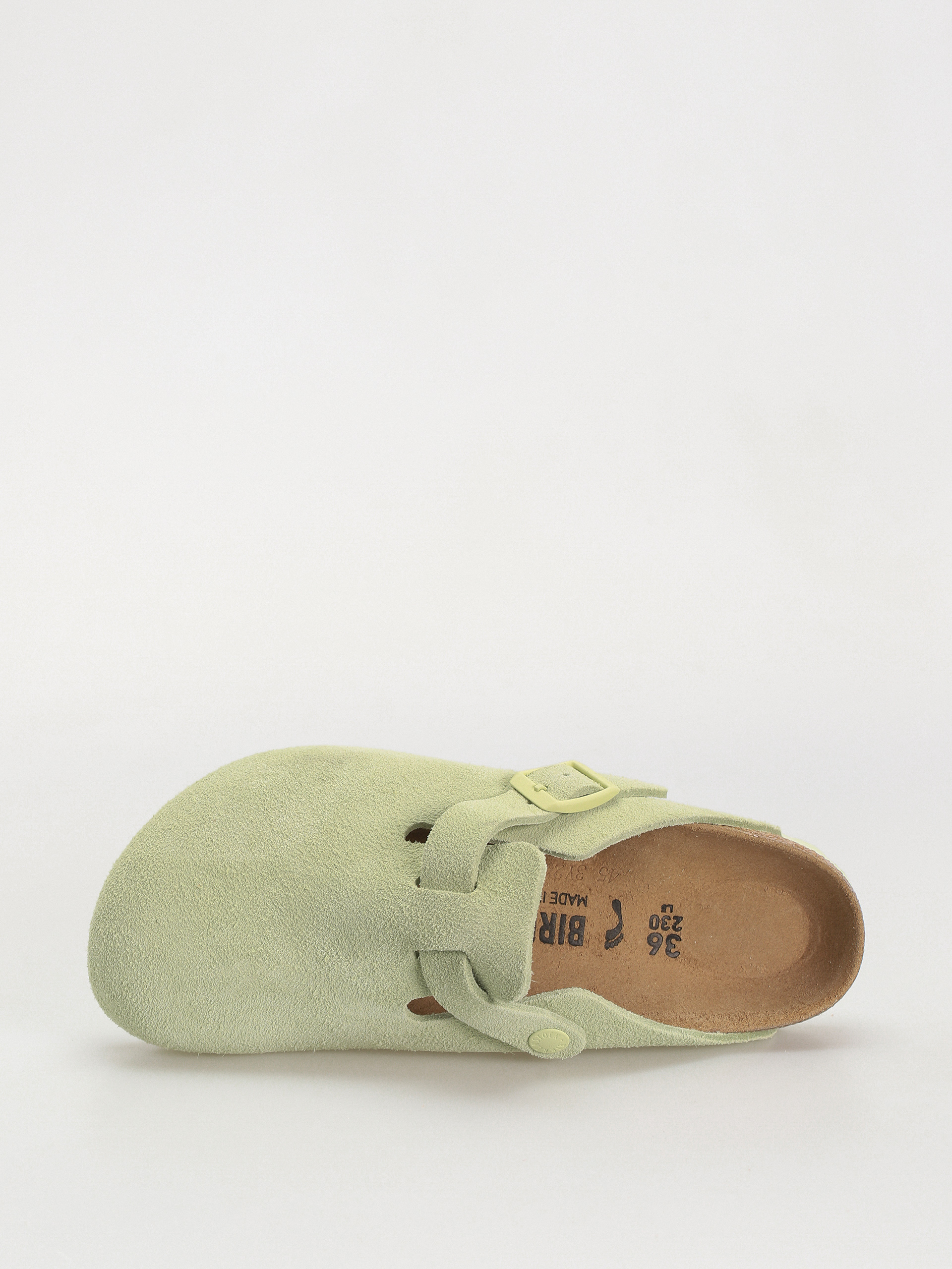 Birkenstock Boston Suede Leather Narrow Wmn Flip-flops (faded lime)