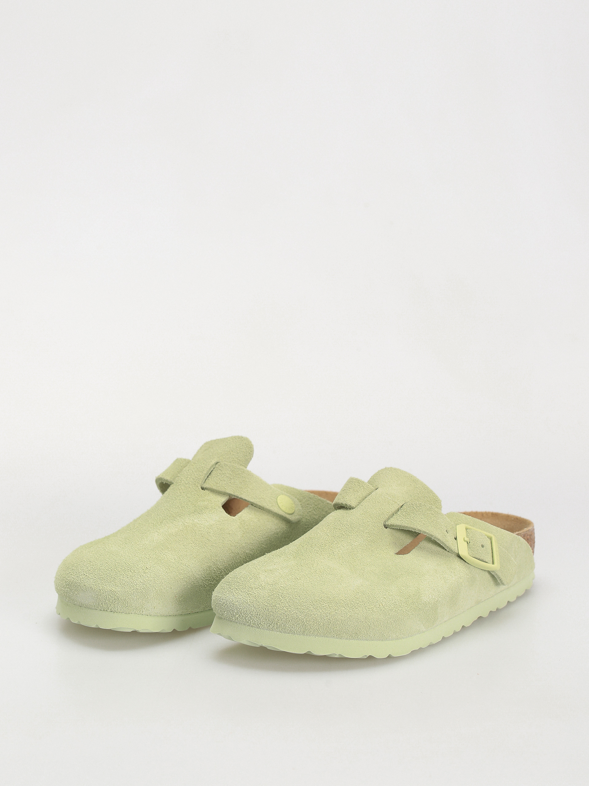 Birkenstock Boston Suede Leather Narrow Wmn Flip-flops (faded lime)