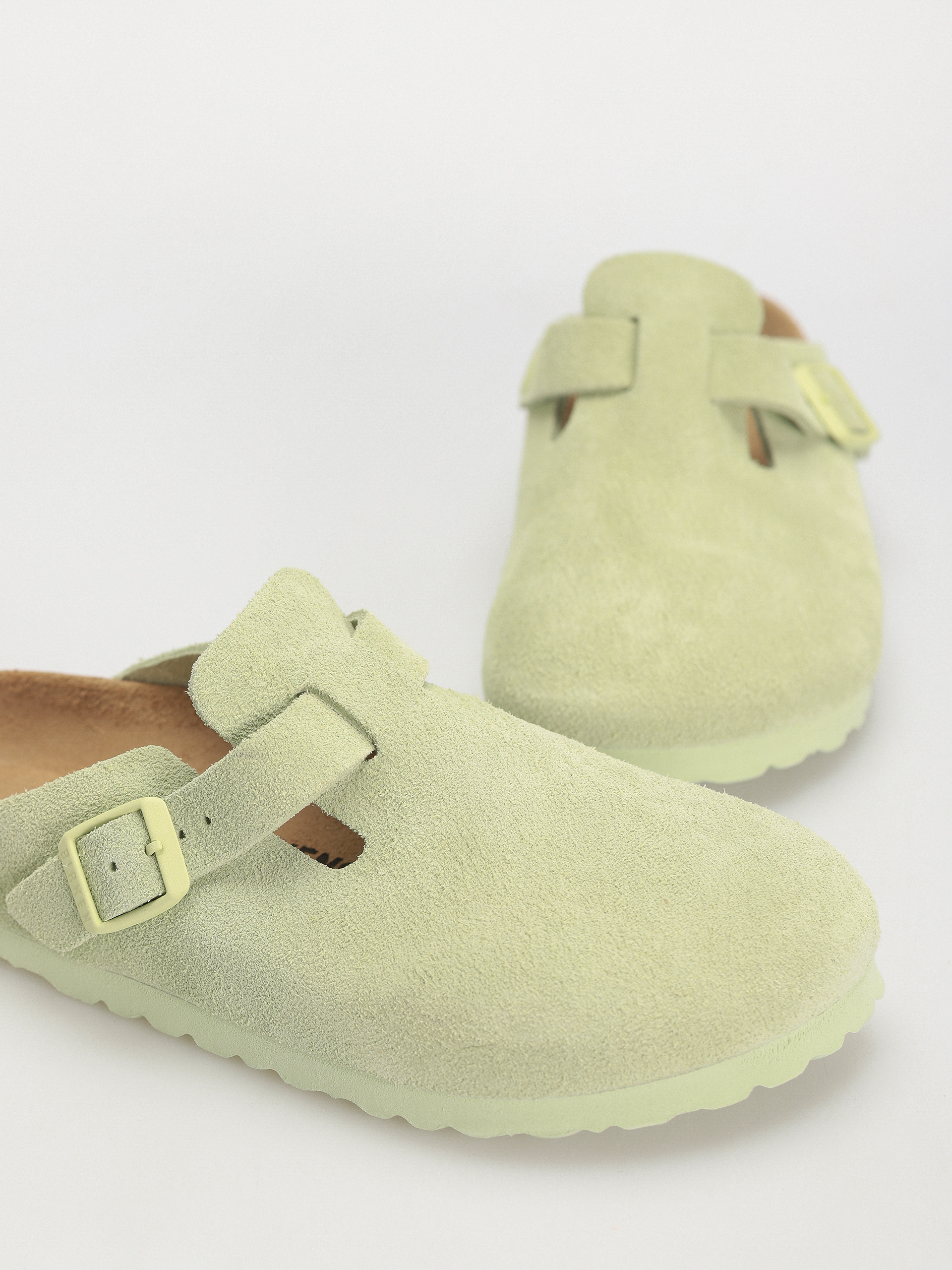 Birkenstock Boston Suede Leather Narrow Wmn Flip-flops (faded lime)