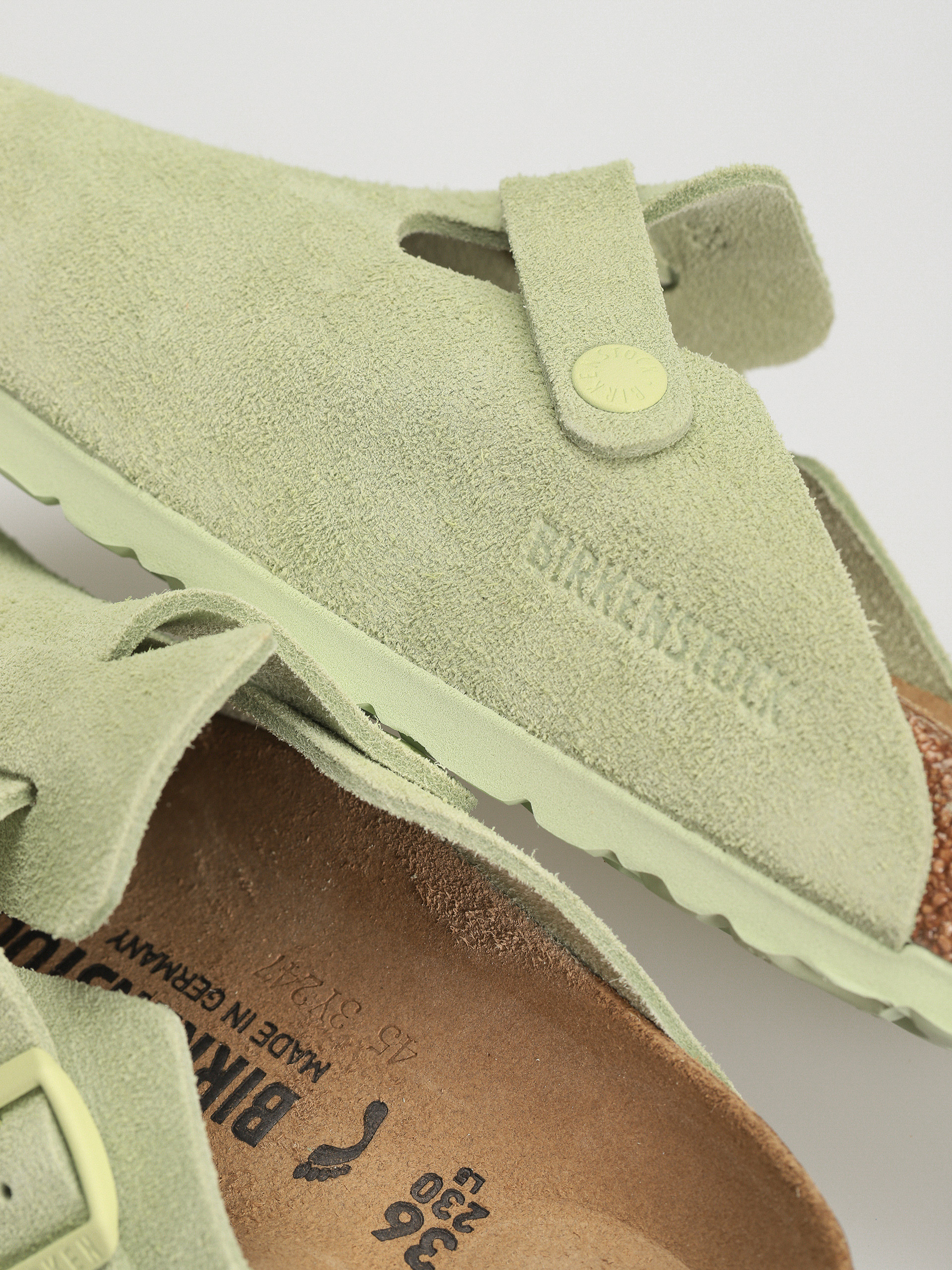 Birkenstock Boston Suede Leather Narrow Wmn Flip-flops (faded lime)