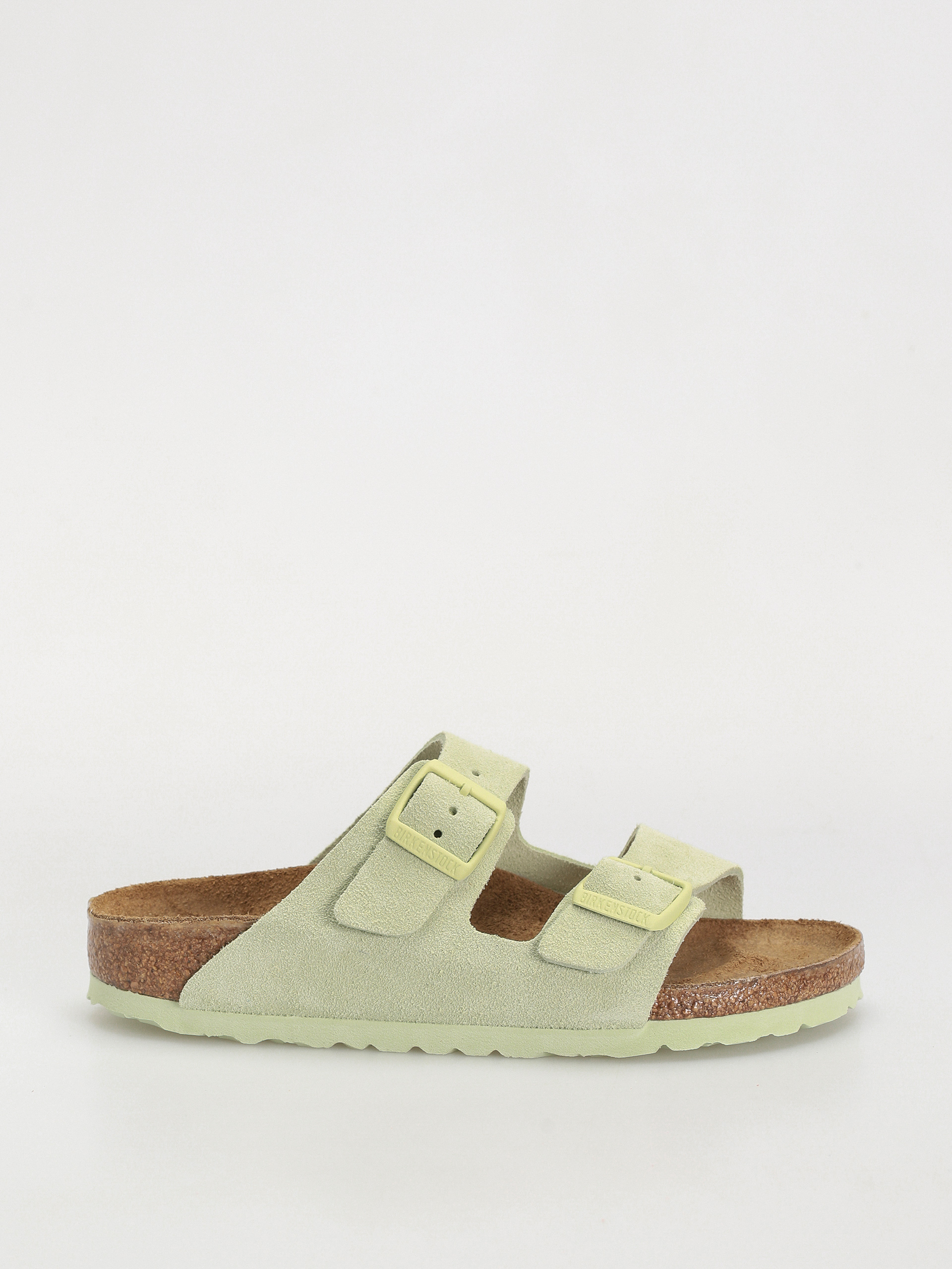 Birkenstock Arizona Suede Leather Narrow Wmn Flip Flops Grun faded lime