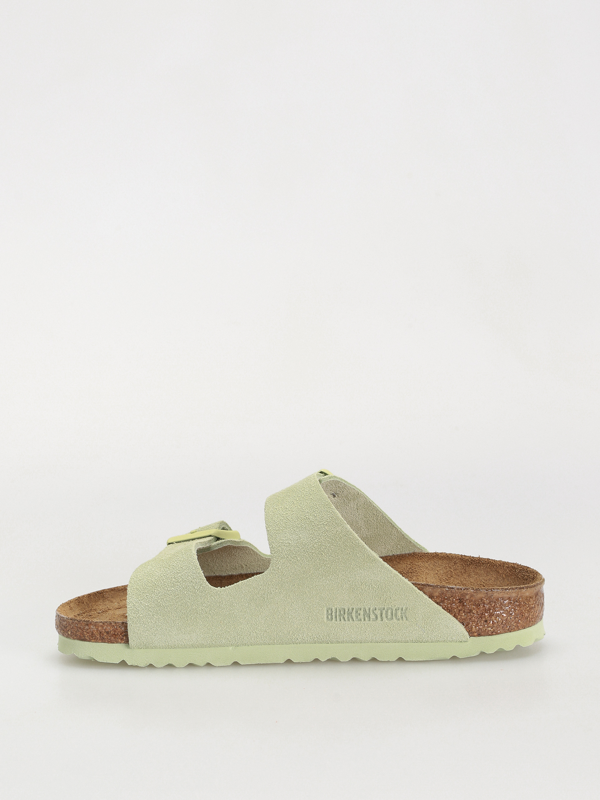 Birkenstock Arizona Suede Leather Narrow Wmn Flip-flops (faded lime)