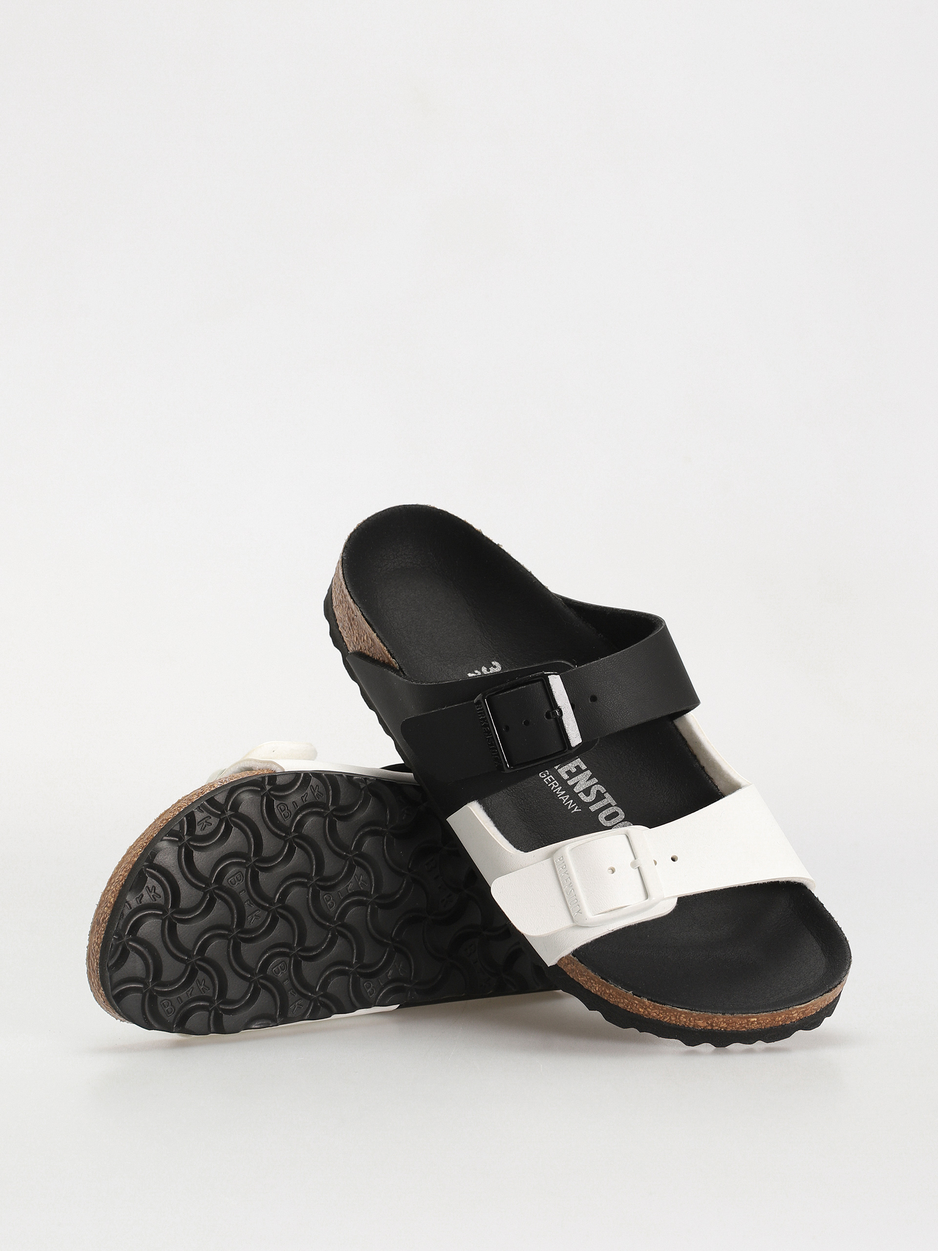 Birkenstock Arizona Birko Flor Narrow Wmn Flip Flops (black/white)