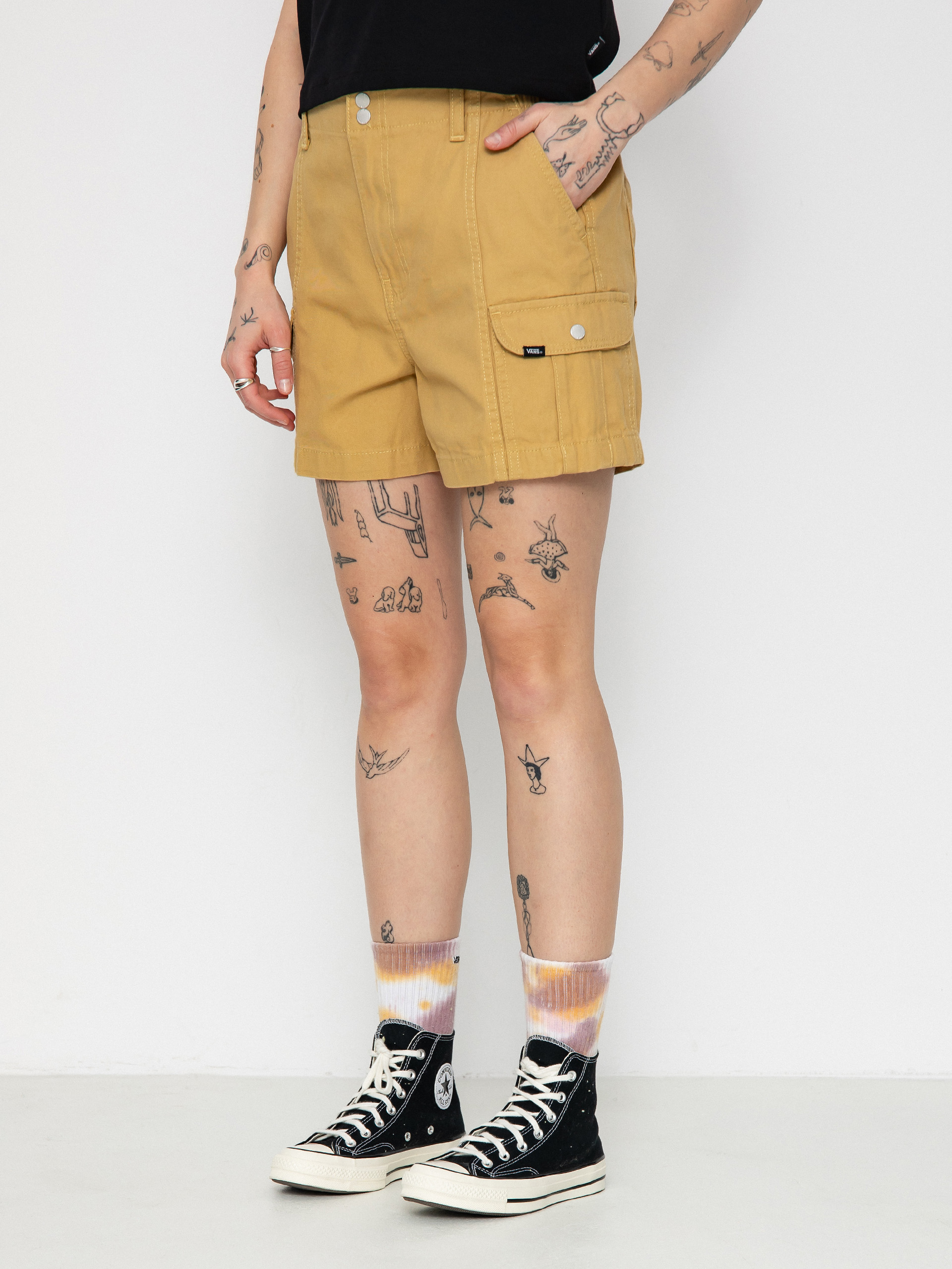 Yellow vans shorts shops