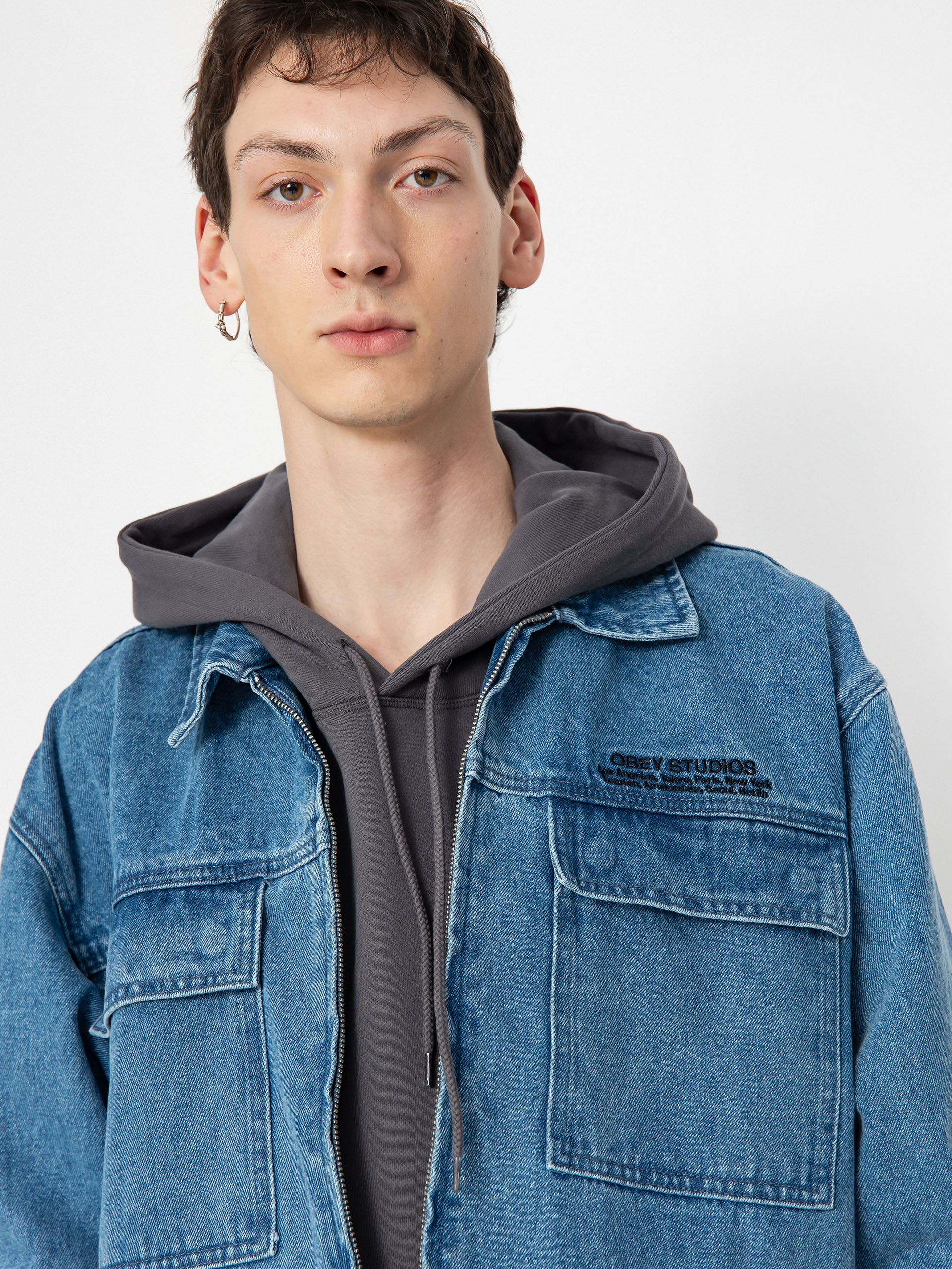 Obey hotsell Half Zip Denim Jacket