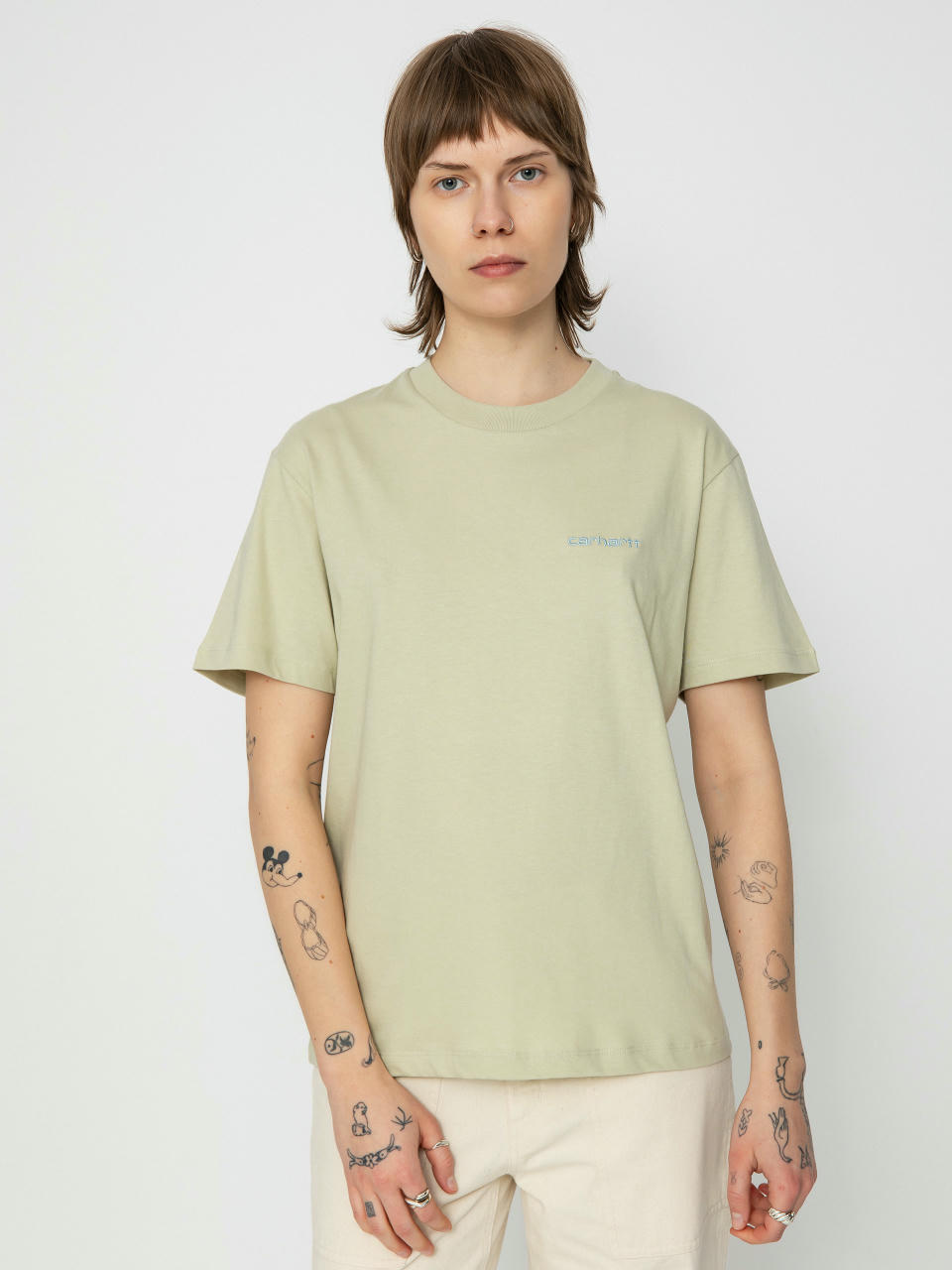 Carhartt WIP T-Shirt Script Embroidery Wmn (beryl/frosted blue)