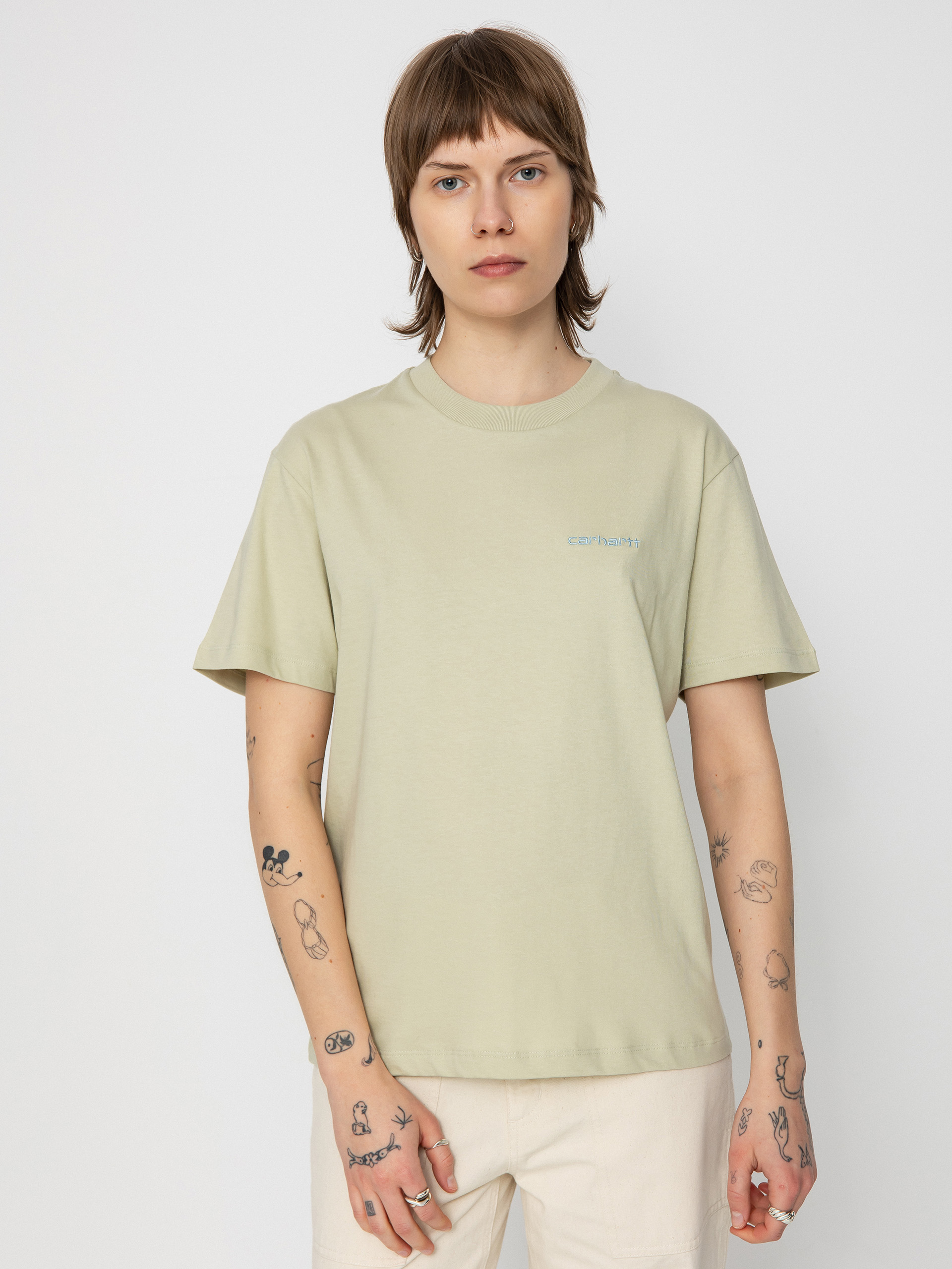 Carhartt WIP T-Shirt Script Embroidery Wmn (beryl/frosted blue)
