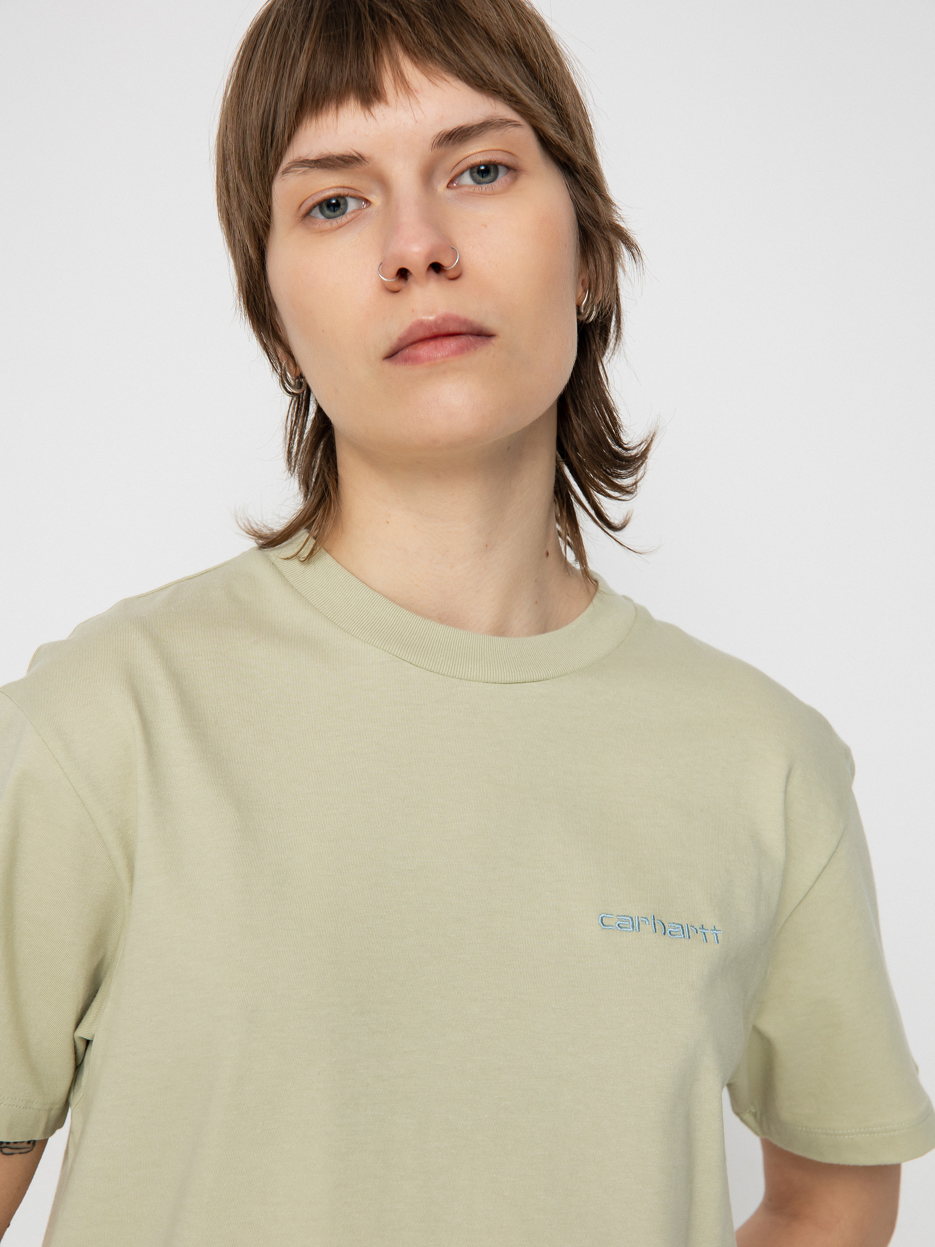 Carhartt WIP T-Shirt Script Embroidery Wmn (beryl/frosted blue)