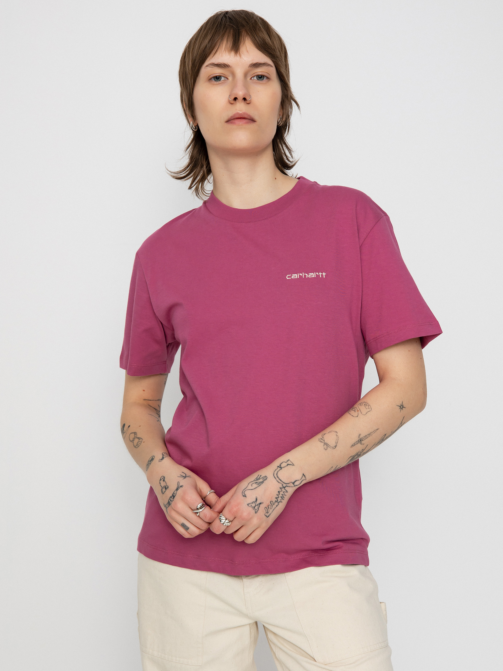 Carhartt WIP T-Shirt Script Embroidery Wmn (magenta/tonic)