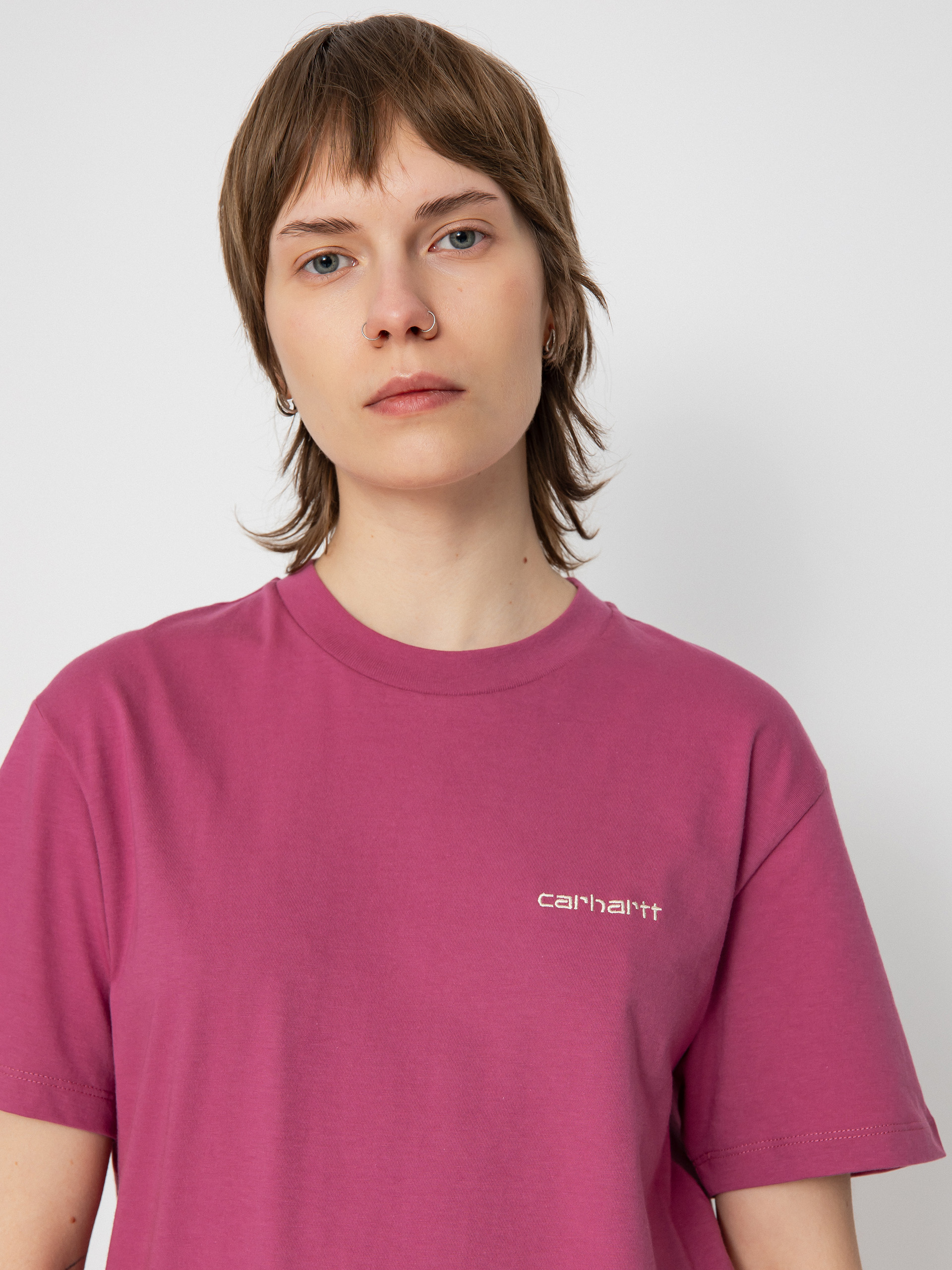 Carhartt WIP T-Shirt Script Embroidery Wmn (magenta/tonic)