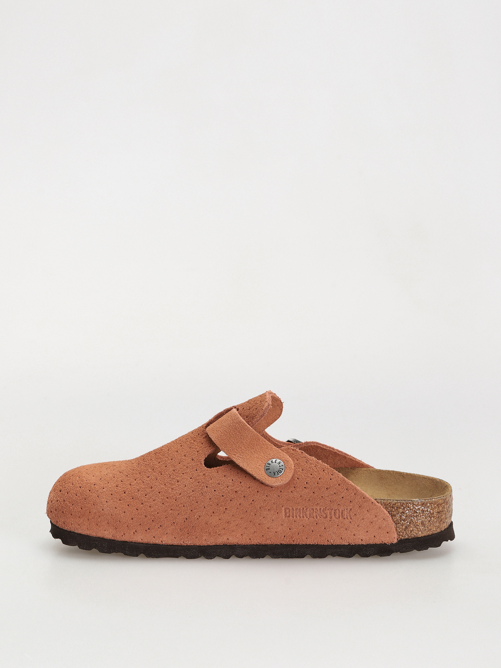 Birkenstock Boston Suede Embossed Narrow Wmn Flip Flops (emboss dots burnt orange)