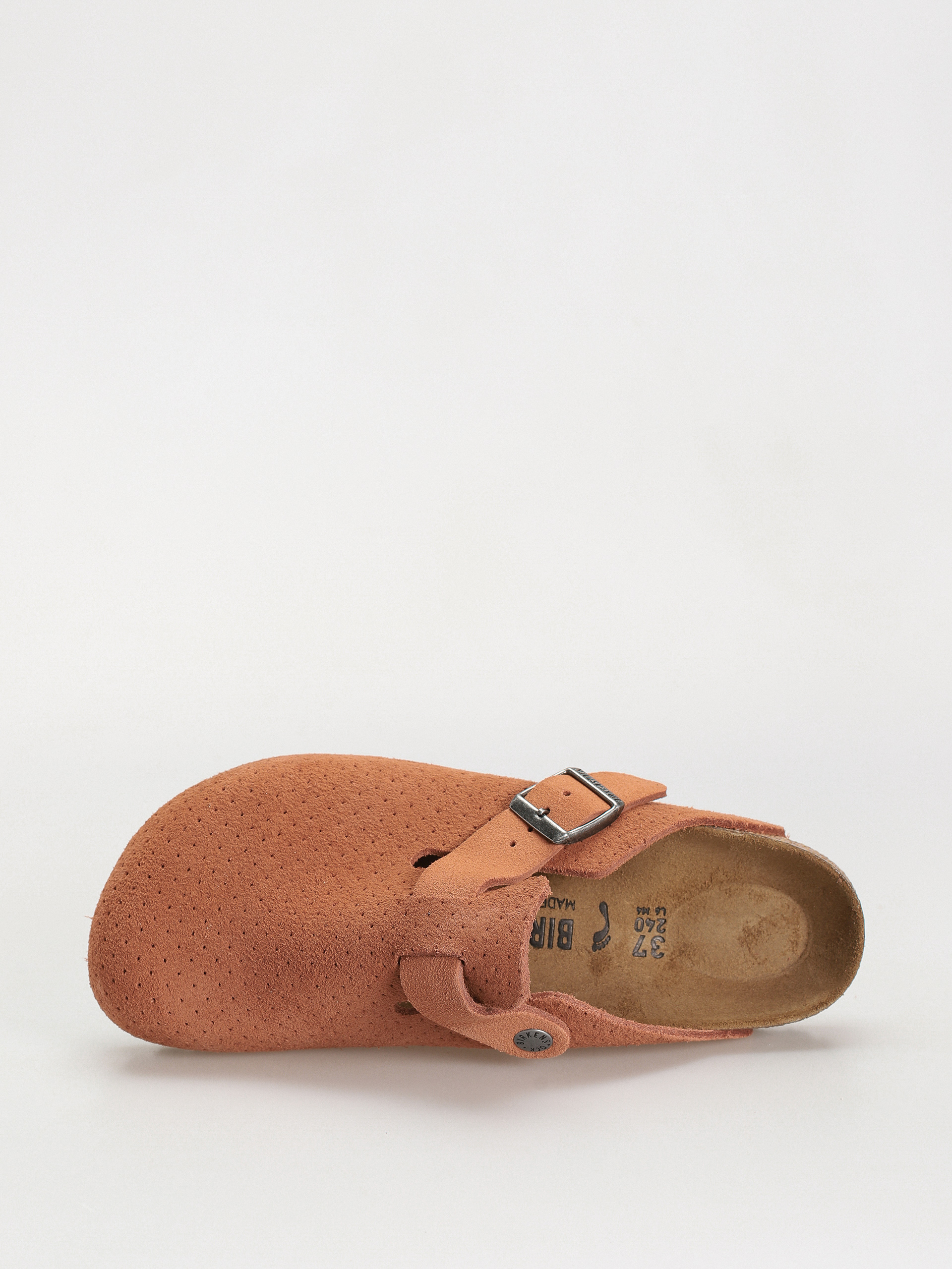Birkenstock Boston Suede Embossed Narrow Wmn Flip Flops (emboss dots burnt orange)