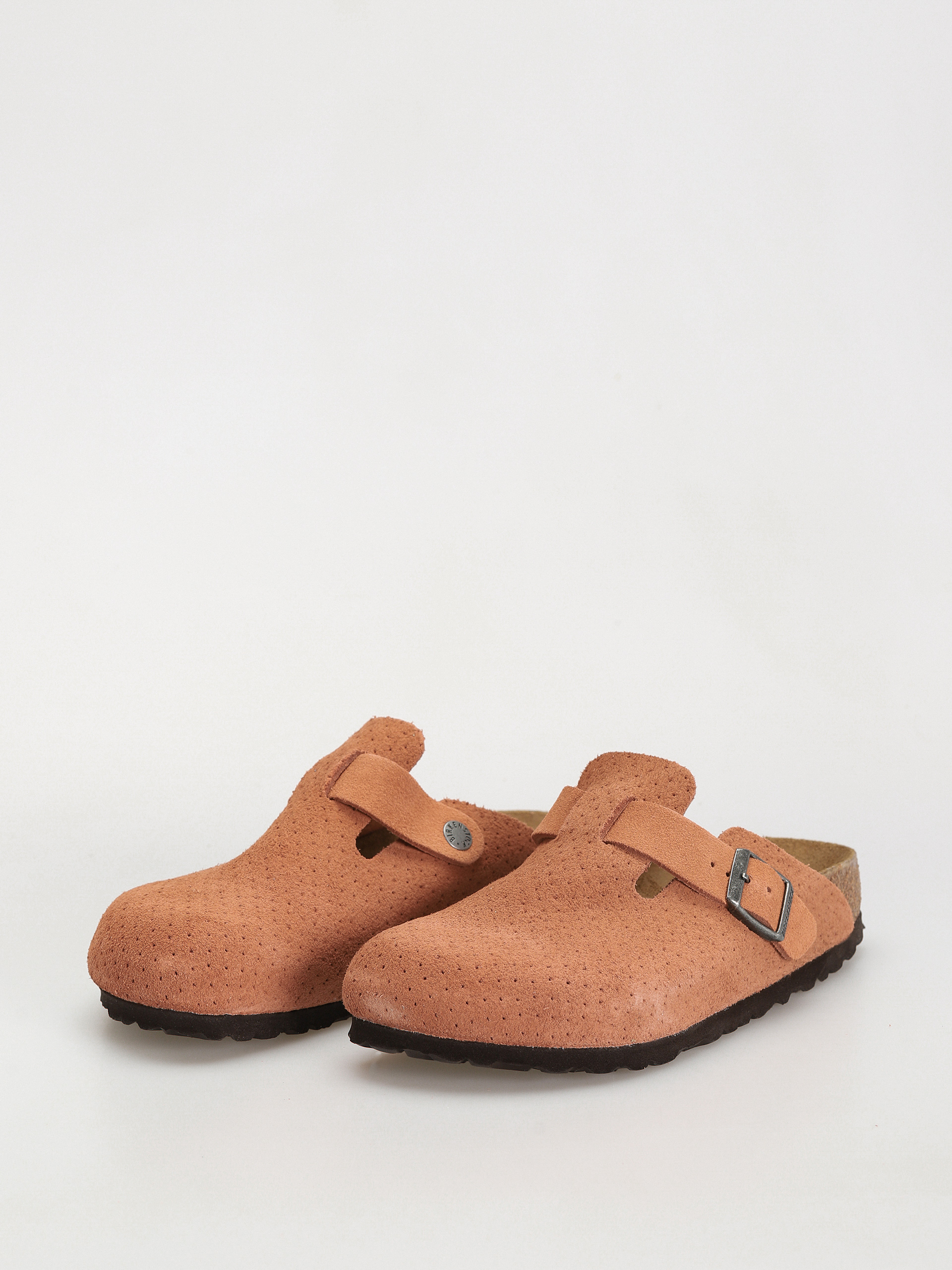 Birkenstock Boston Suede Embossed Narrow Wmn Flip Flops (emboss dots burnt orange)