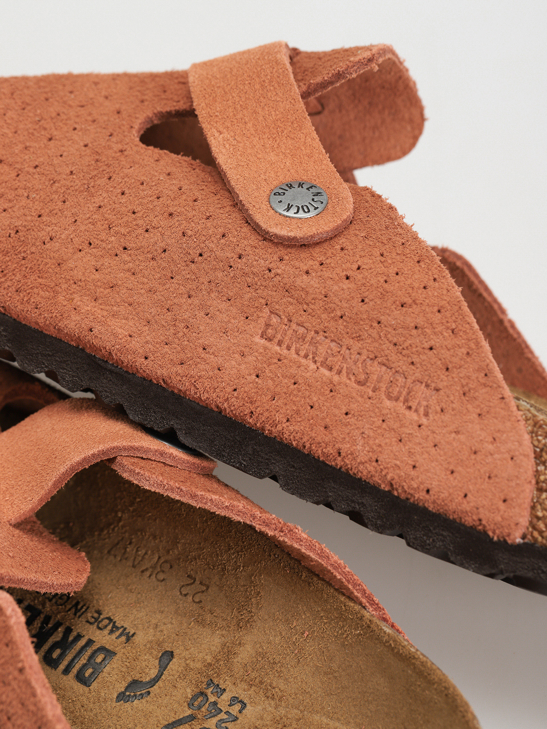 Birkenstock Boston Suede Embossed Narrow Wmn Flip-flops (emboss dots burnt orange)