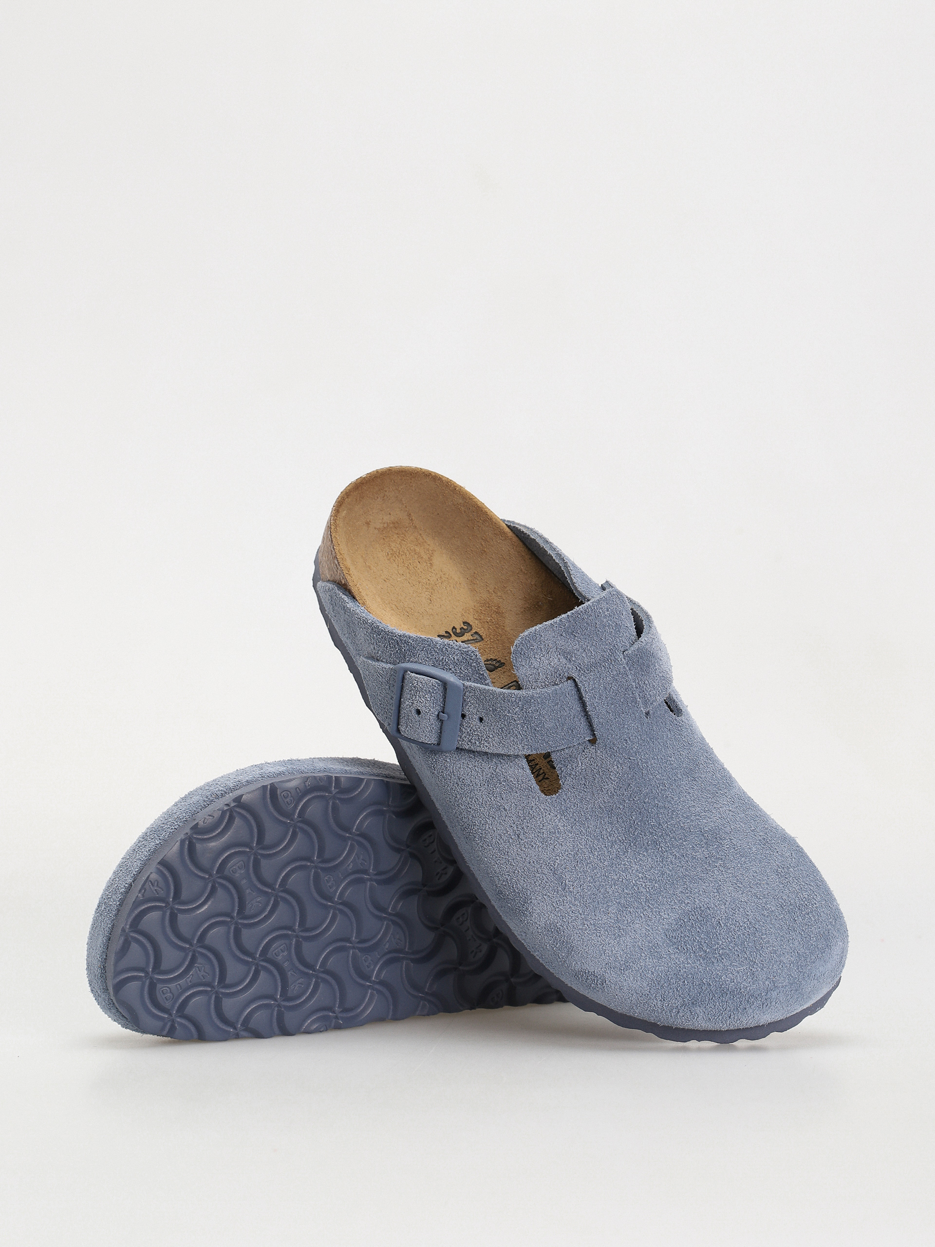Birkenstock Boston Suede Leather Narrow Wmn Flip-flops (elemental blue)